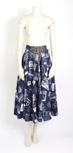 Chanel S/S 1989 campaign runway Grand Hotel print full skirt with matching belt