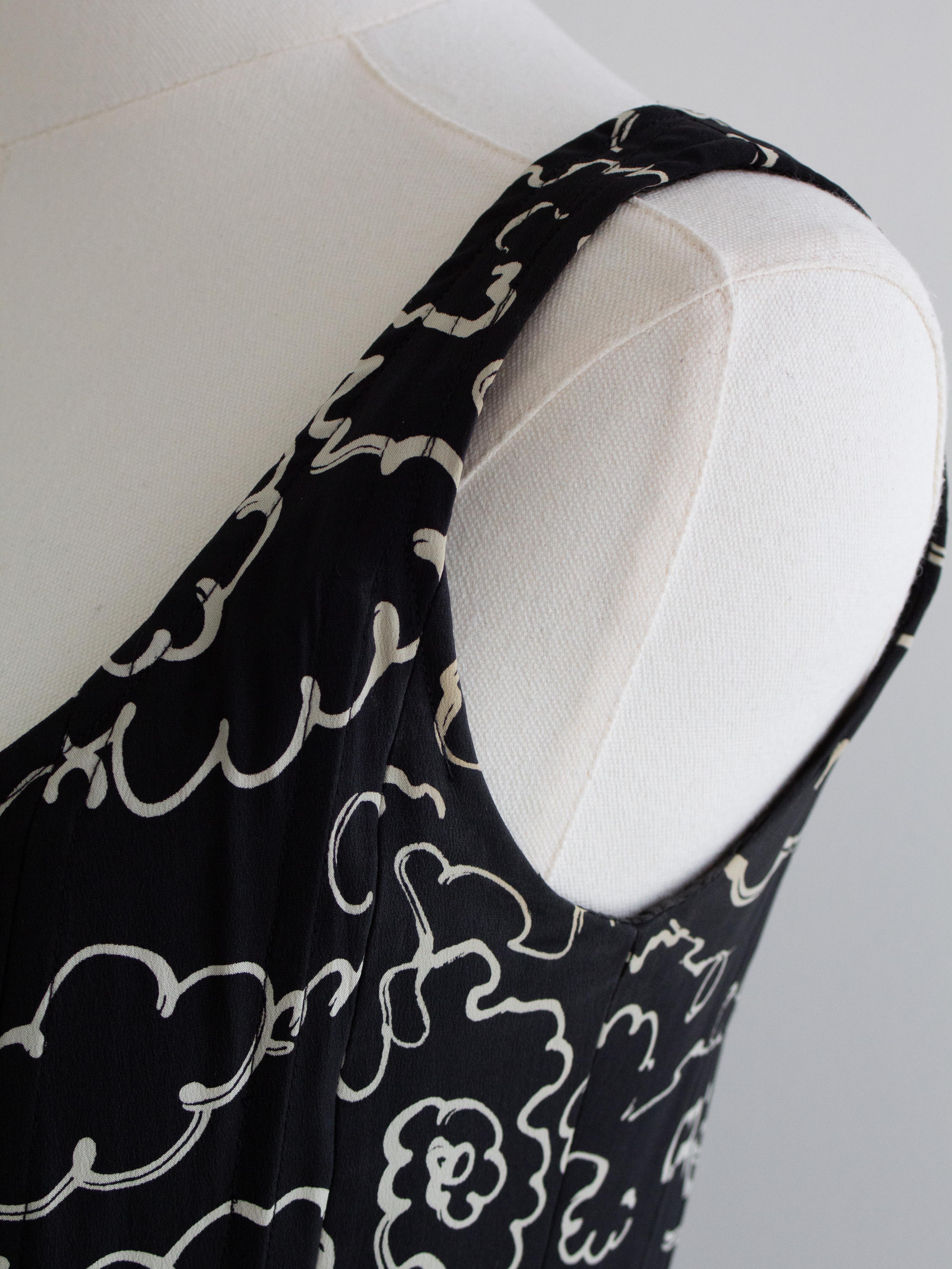 Chanel S/S 1993 Vintage Schwarz Creme Kamelie Druck 93P Korsett Top im Angebot 6