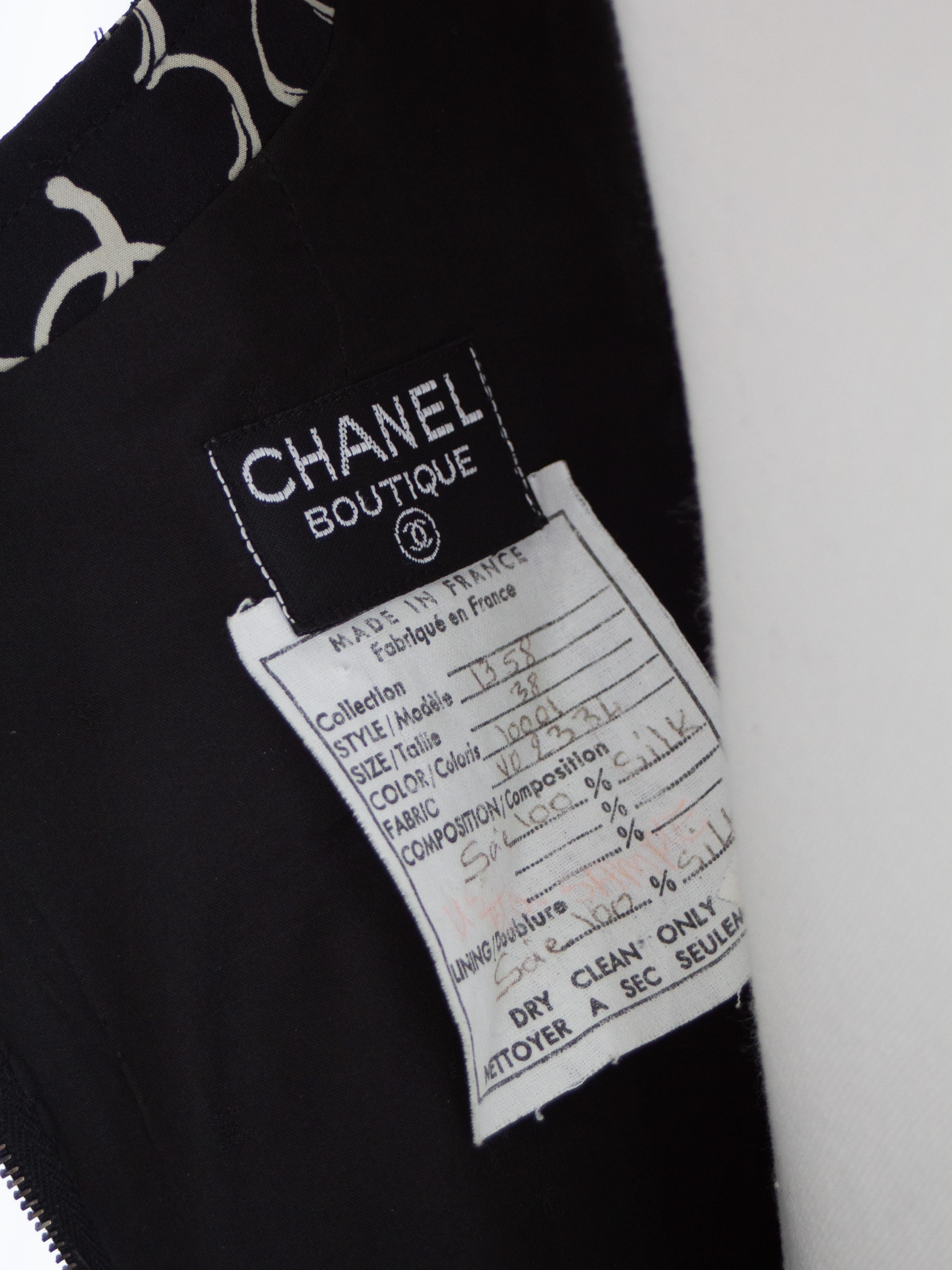Chanel S/S 1993 Vintage Schwarz Creme Kamelie Druck 93P Korsett Top im Angebot 8