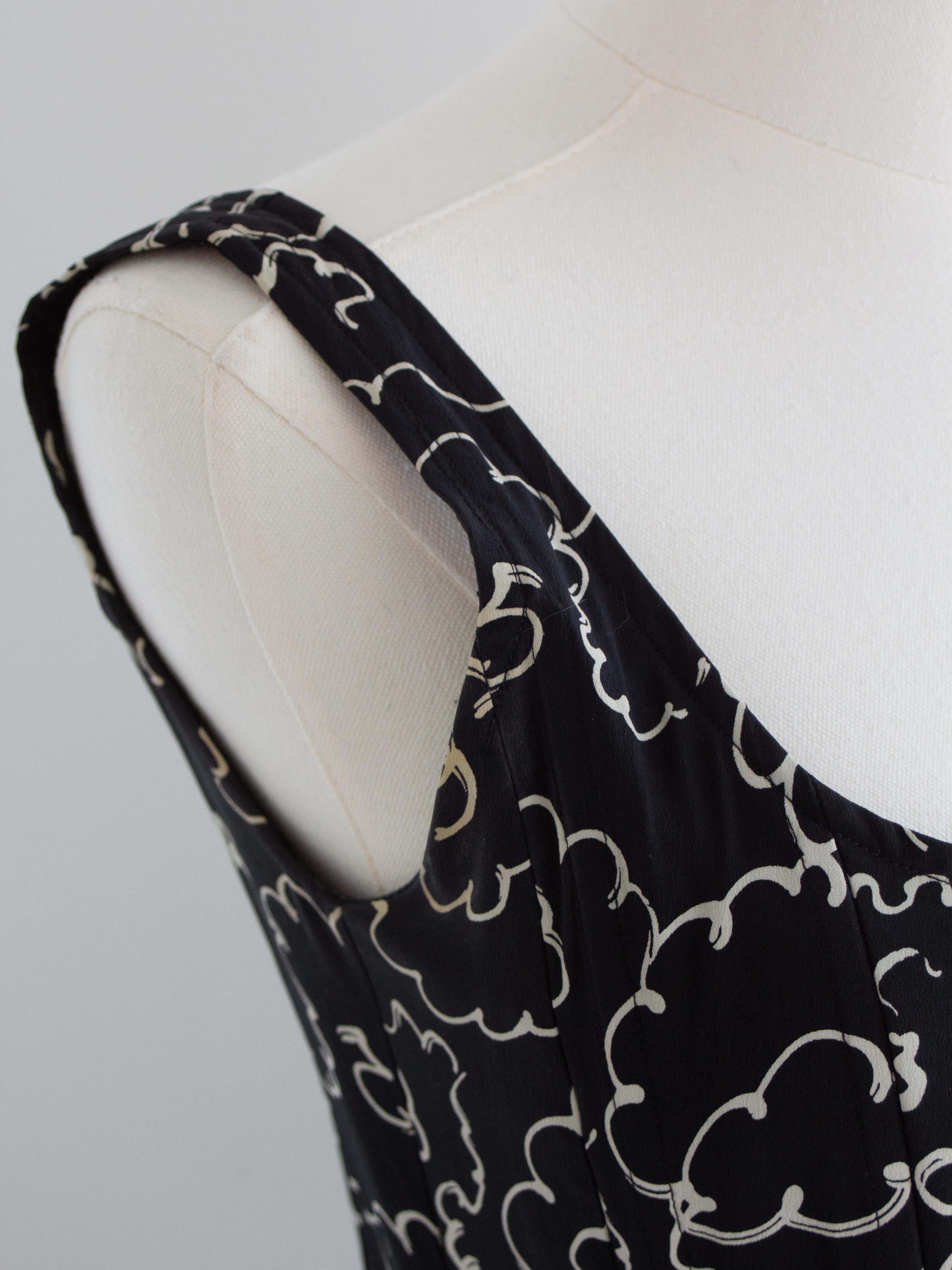 Chanel S/S 1993 Vintage Schwarz Creme Kamelie Druck 93P Korsett Top im Angebot 3