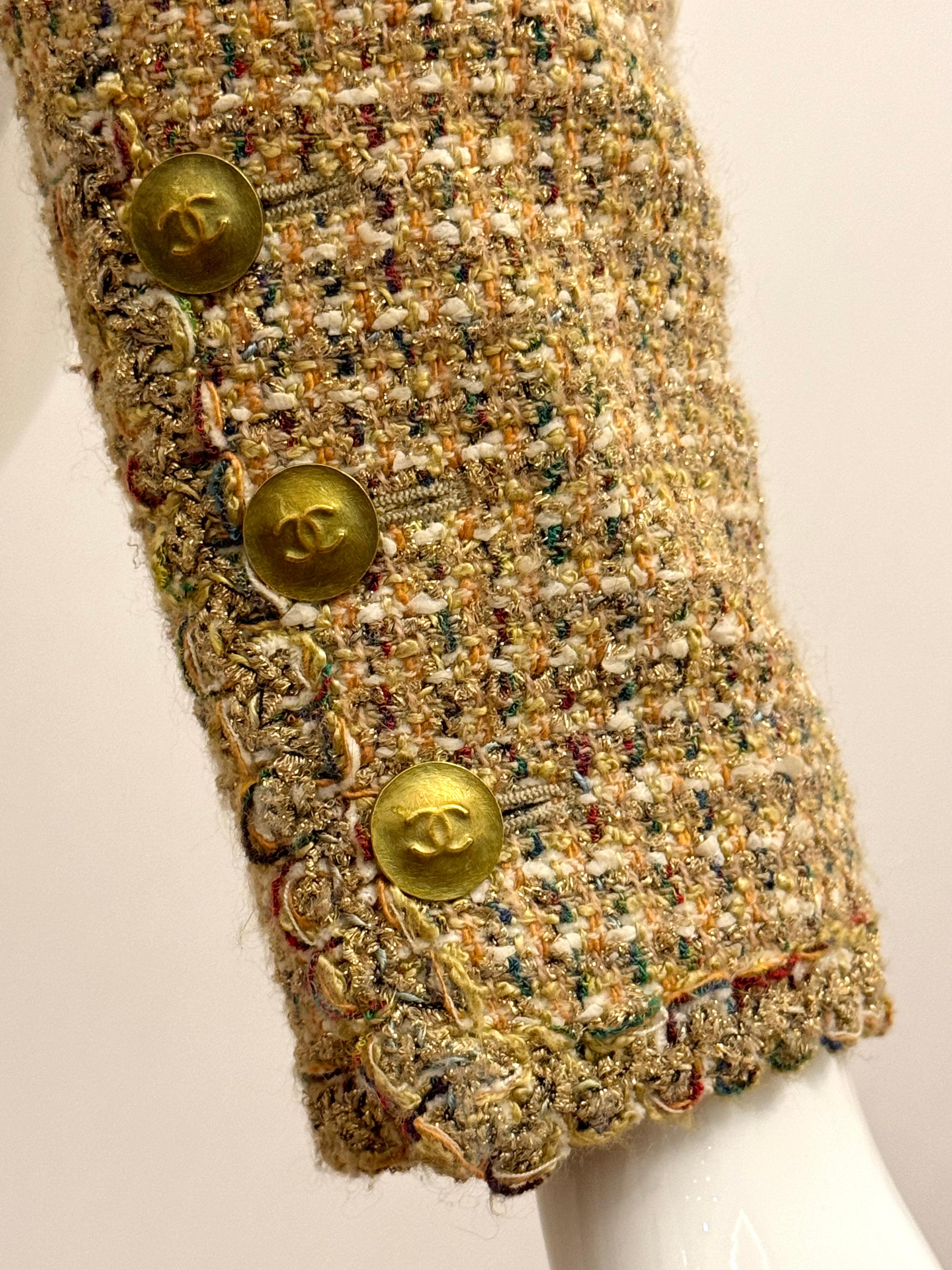 Chanel S/S 1994 fantaisie tweed or cropped jacket by Karl Lagerfeld en vente 9