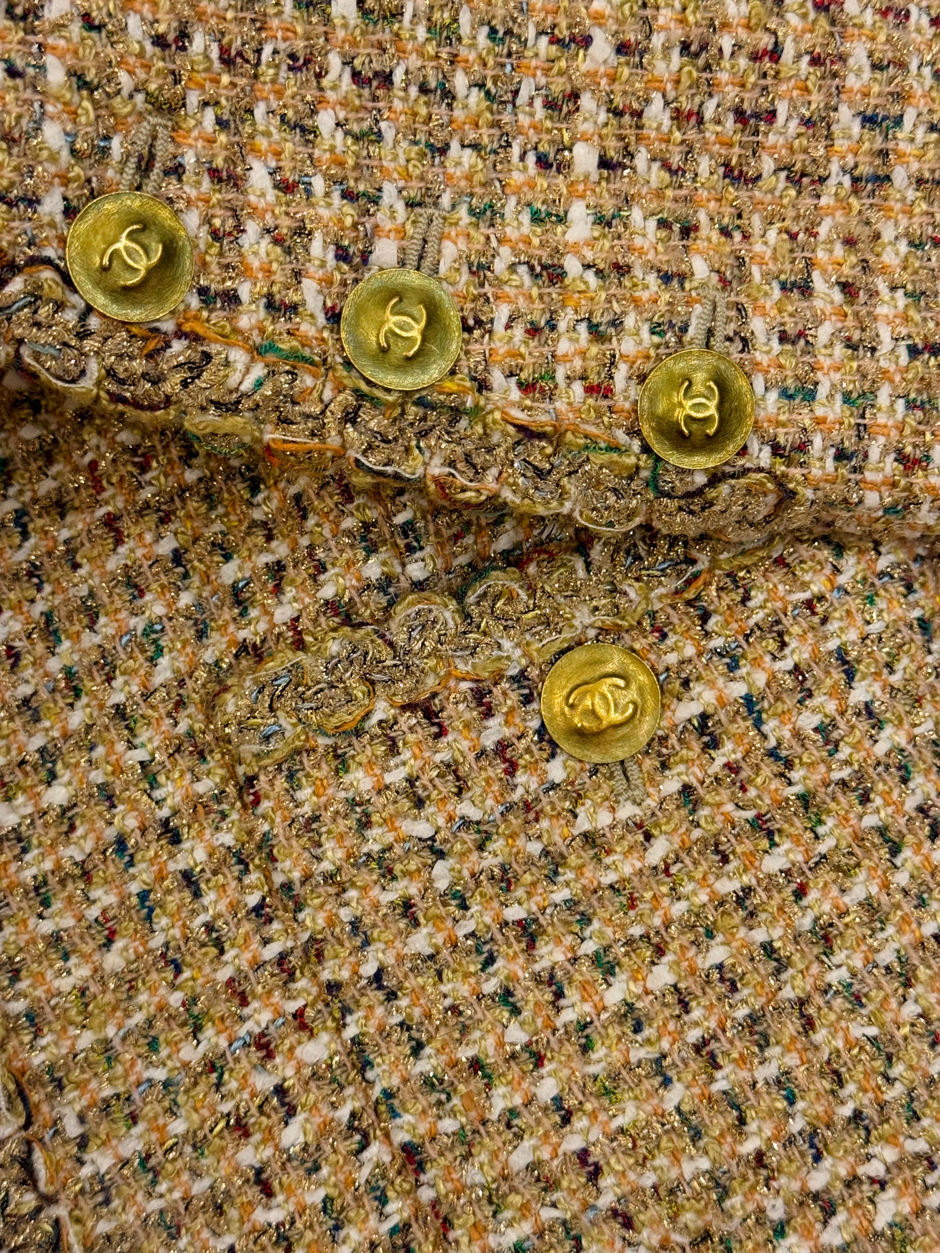 Chanel S/S 1994 fantaisie tweed or cropped jacket by Karl Lagerfeld en vente 13