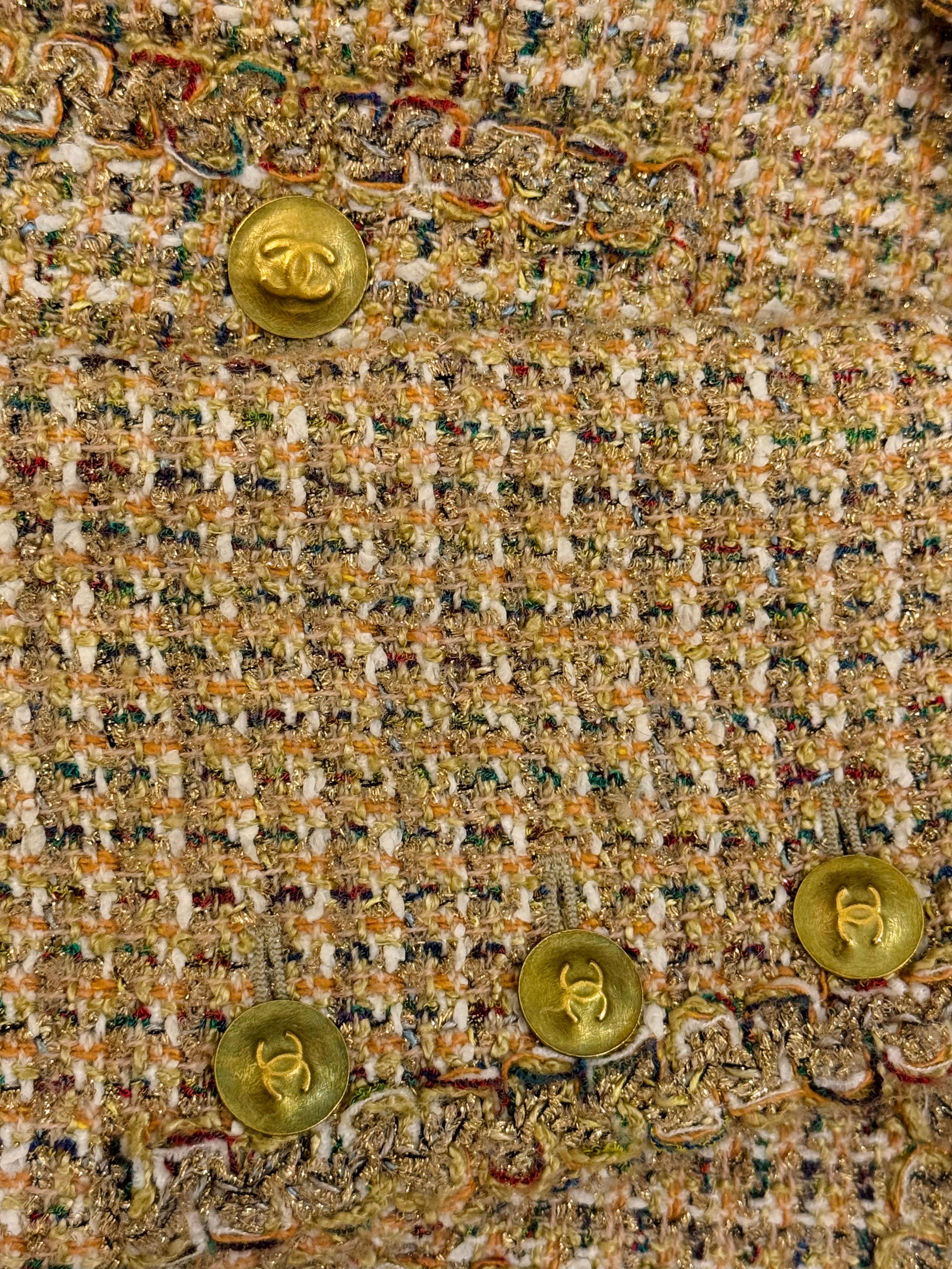 Chanel S/S 1994 fantaisie tweed or cropped jacket by Karl Lagerfeld en vente 15