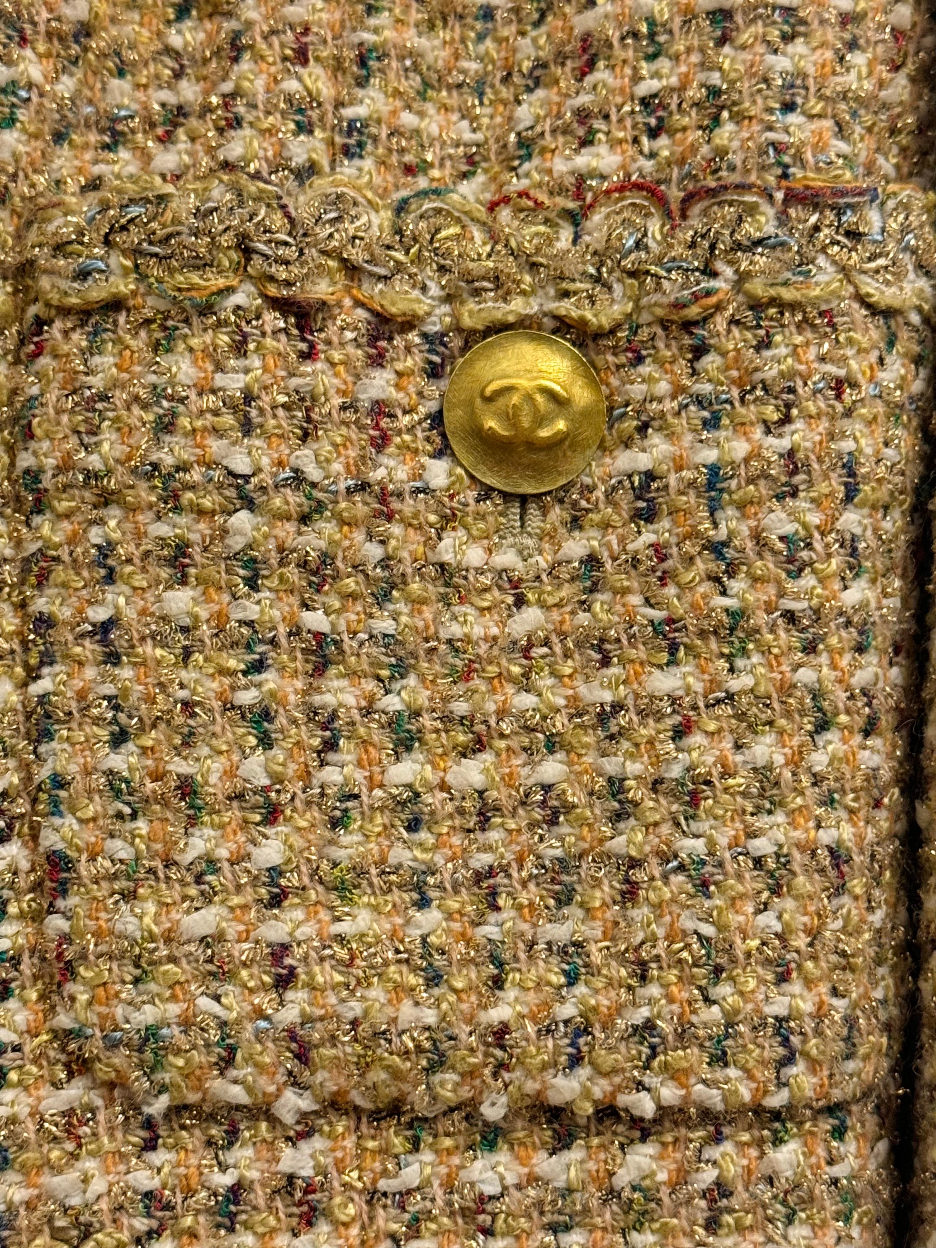 Chanel S/S 1994 fantaisie tweed or cropped jacket by Karl Lagerfeld Pour femmes en vente