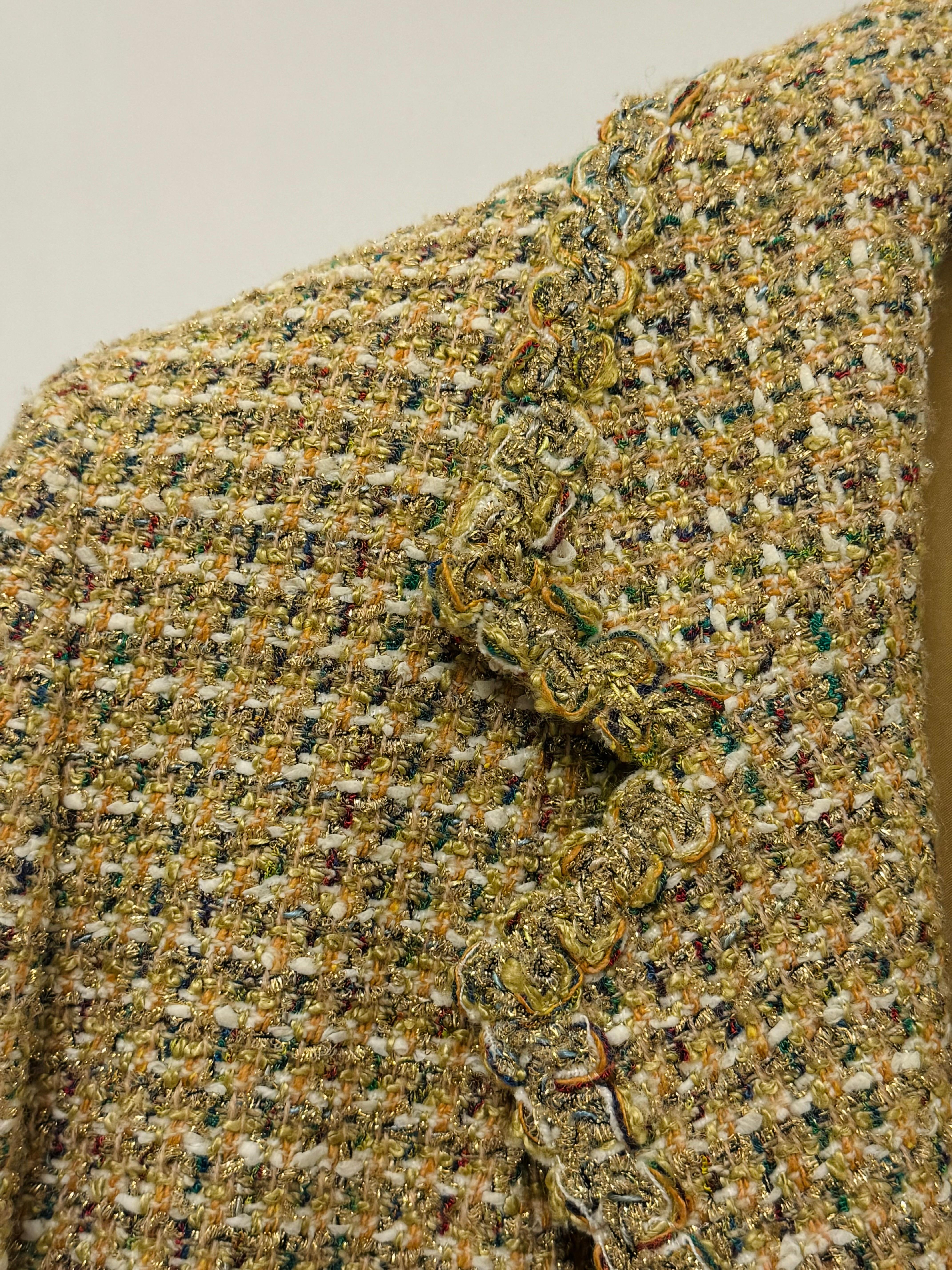 Chanel S/S 1994 fantaisie tweed or cropped jacket by Karl Lagerfeld en vente 1