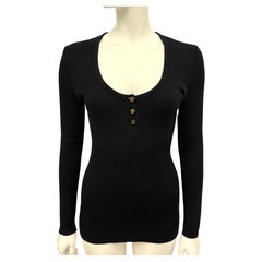 Chanel Collezione S/S 1995 Barbie top nero con bottoni logo CC a manica lunga