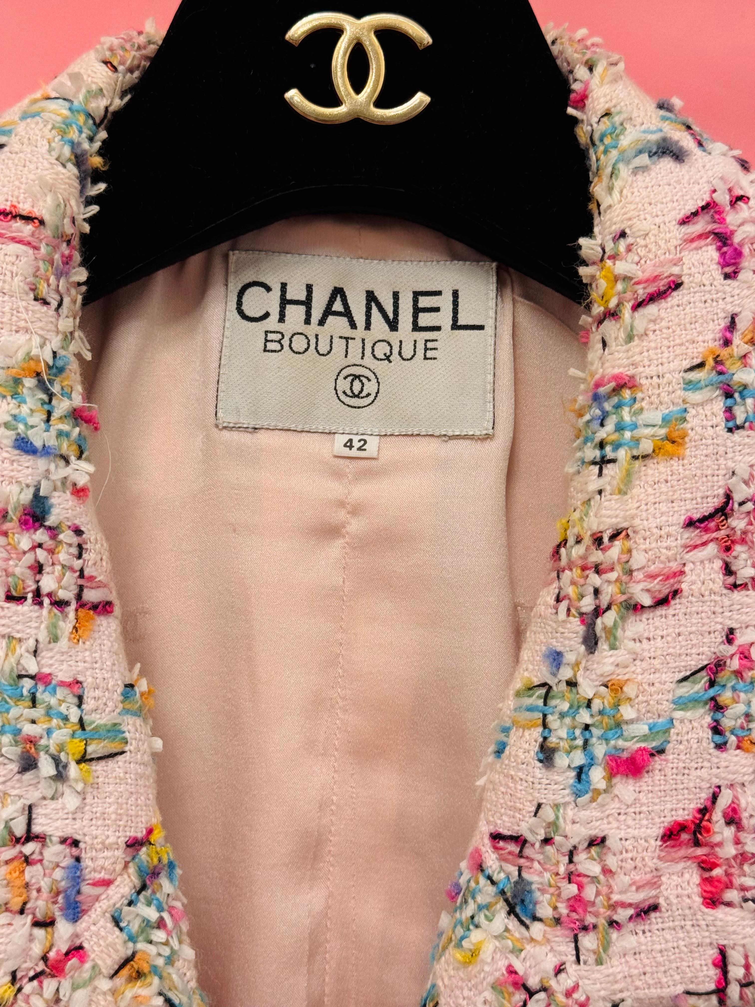 Chanel S/S 1995 Barbie Collection fantasy pink tweed runway suit skirt For Sale 7