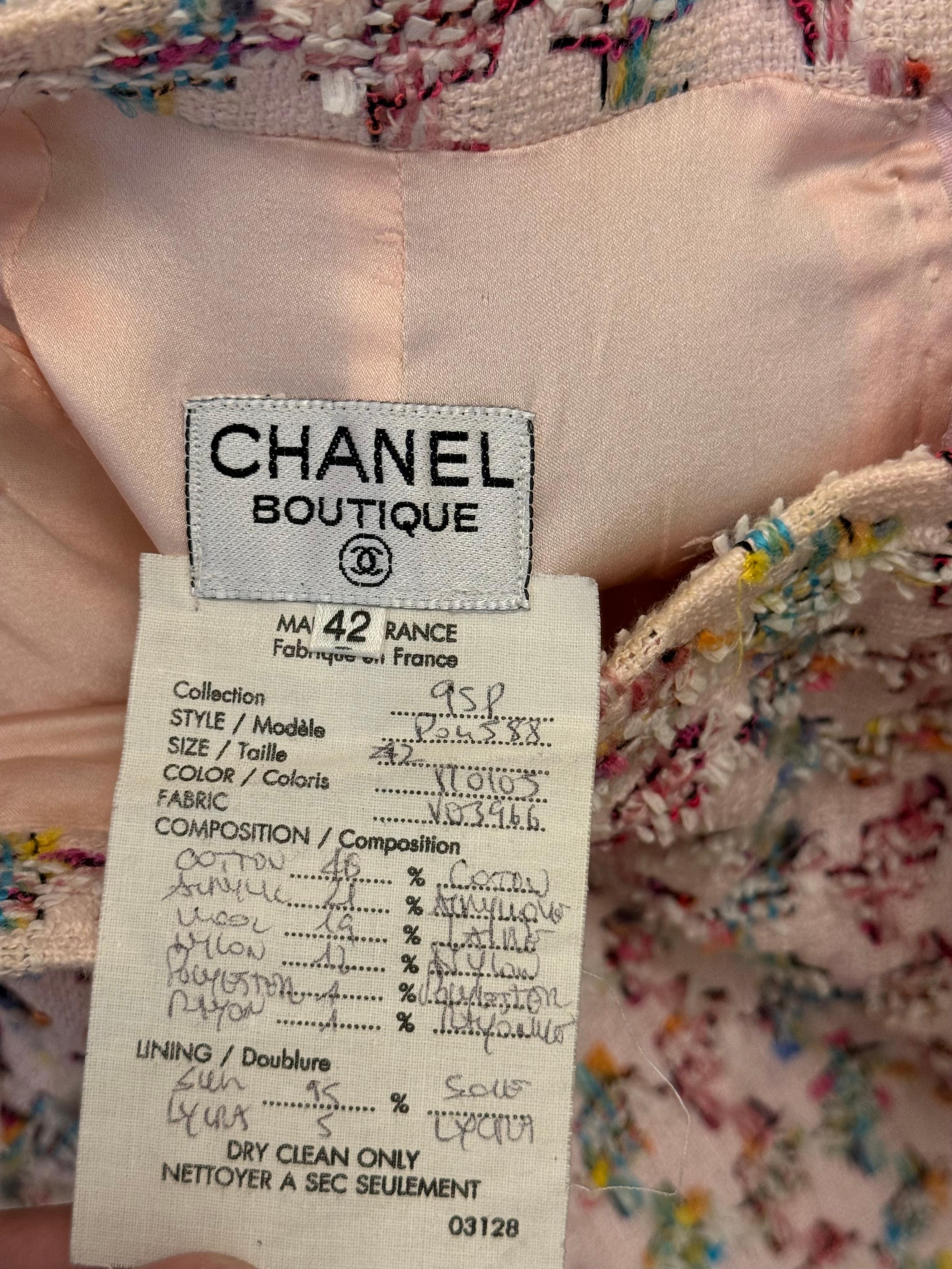 Chanel S/S 1995 Barbie Collection fantasy pink tweed runway suit skirt For Sale 9