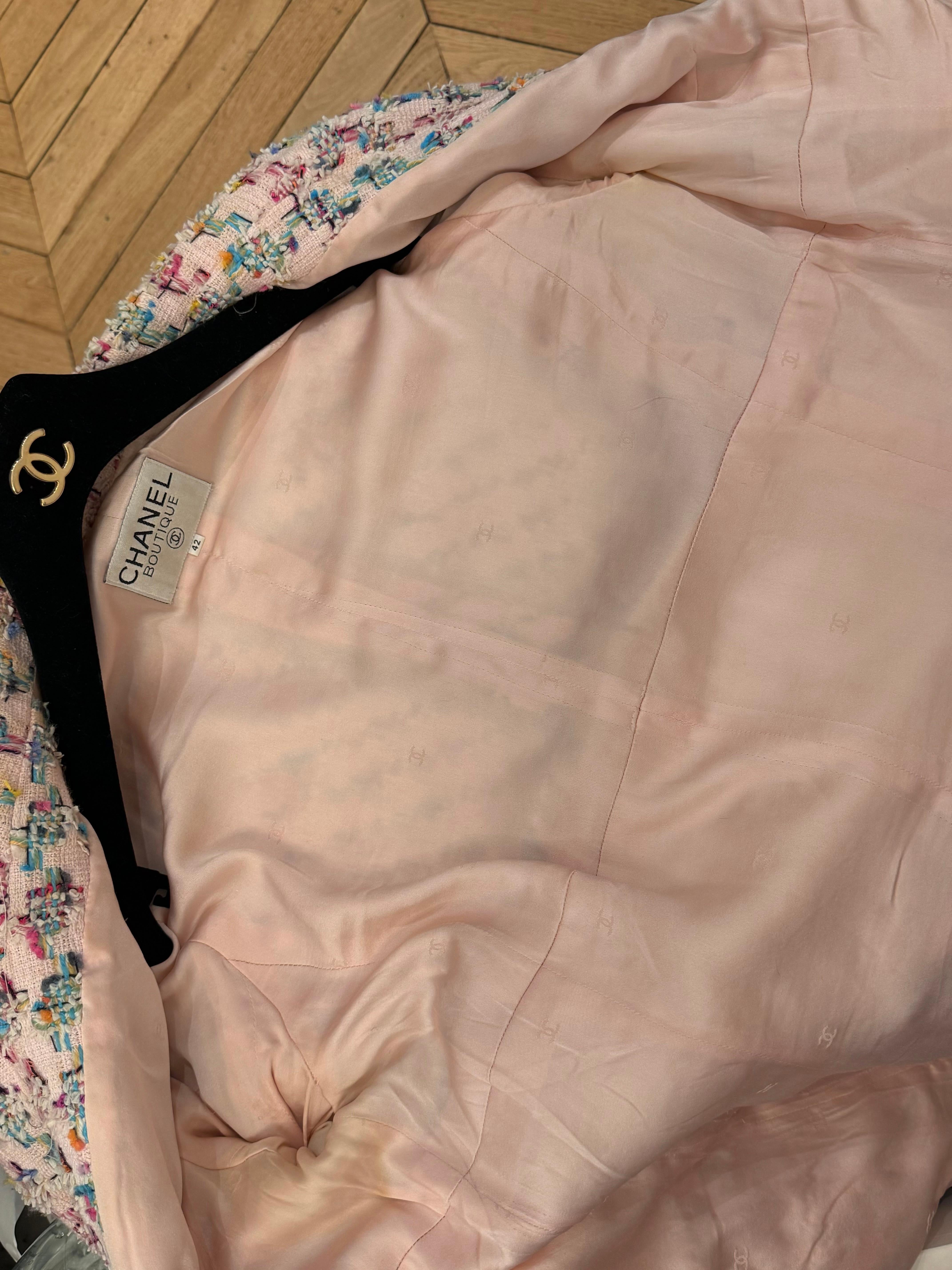 Chanel S/S 1995 Barbie Collection fantasy pink tweed runway suit skirt For Sale 15