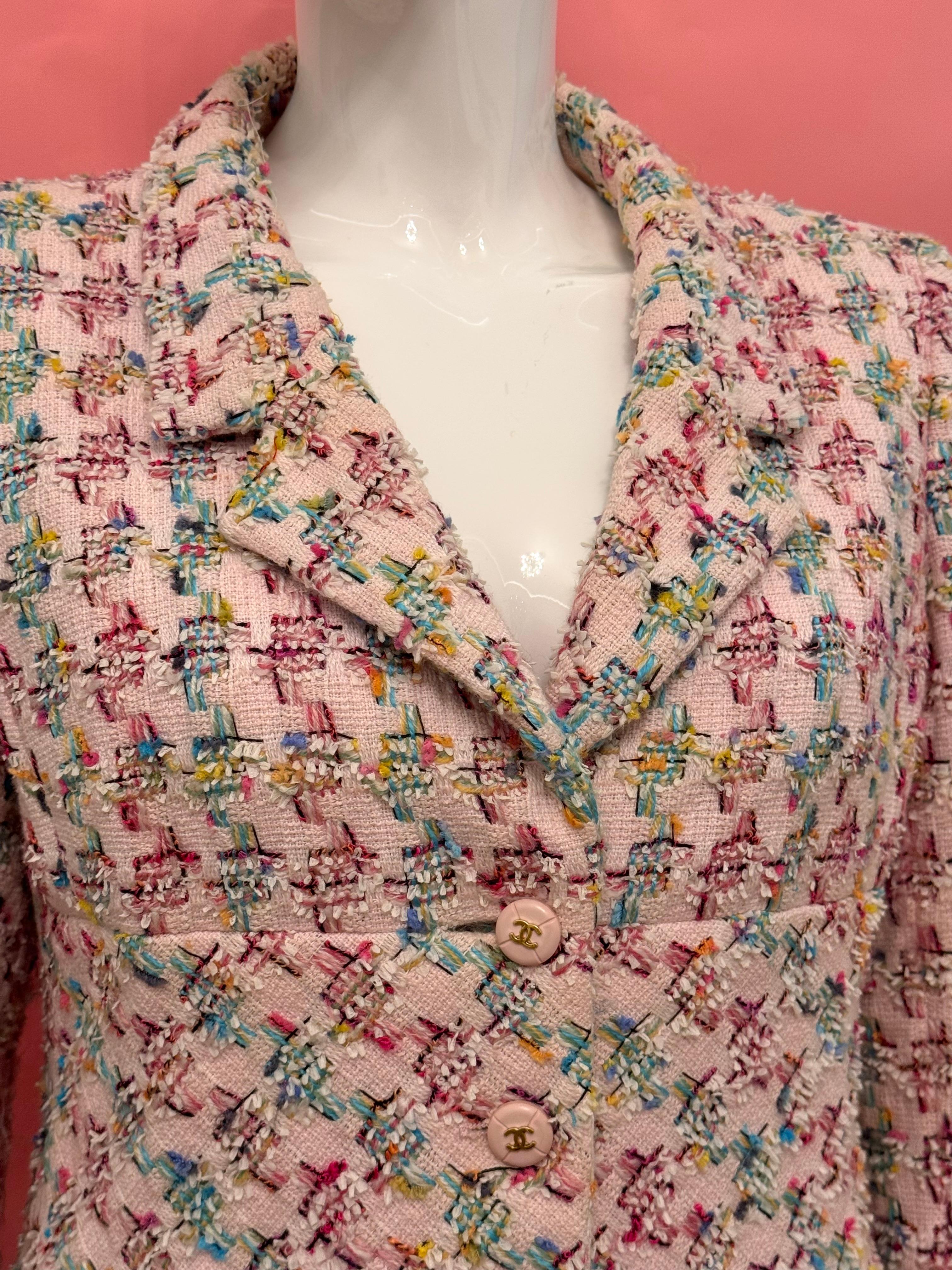 Women's Chanel S/S 1995 Barbie Collection fantasy pink tweed runway suit skirt For Sale
