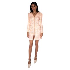 Chanel F/S 1995 Barbie Kollektion Fantasy Tweed & Pailletten Zip Front Rock Anzug