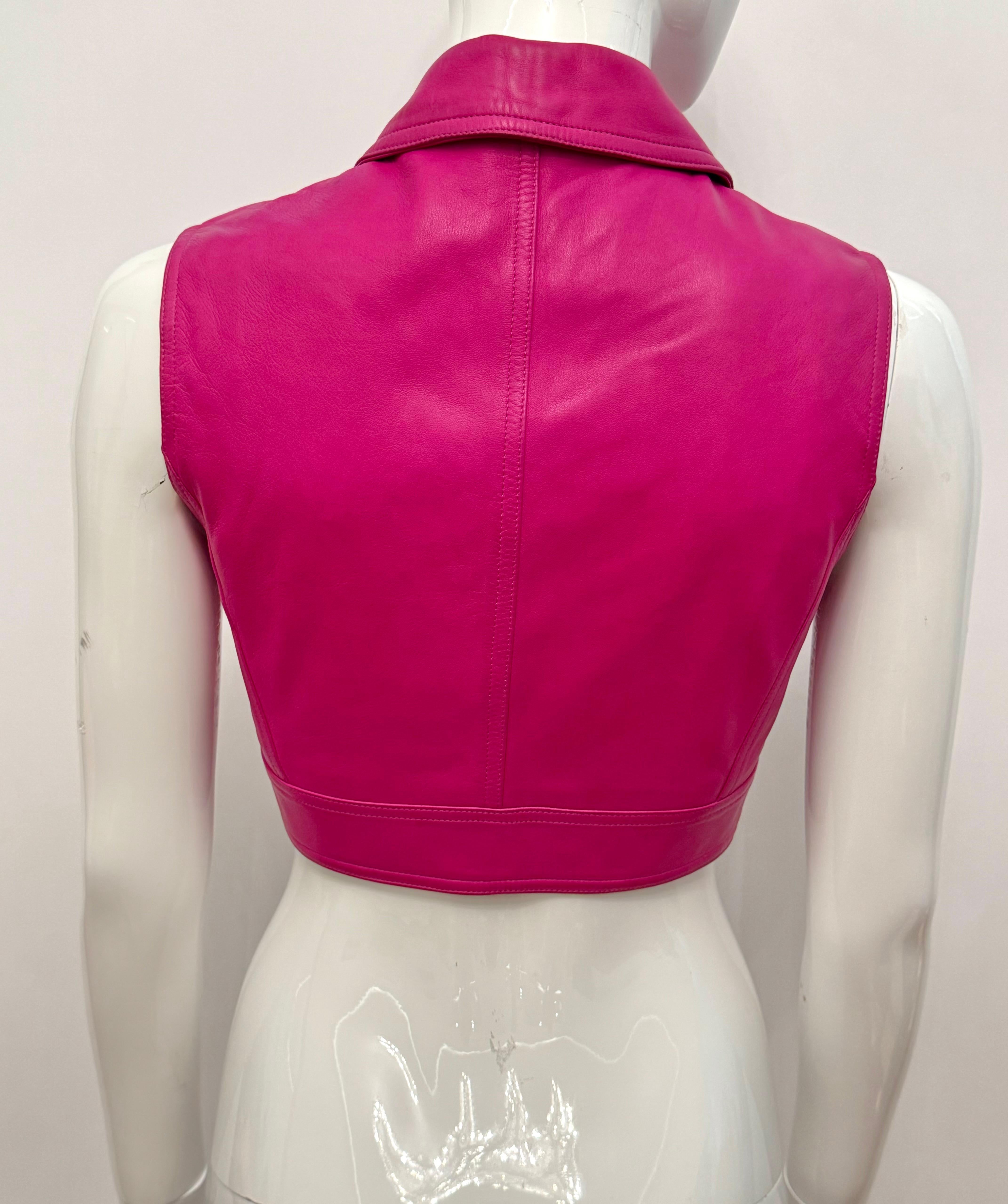 Chanel S/S 1995 Barbie Kollektion seltene rosa Lammfell Lederweste im Angebot 7