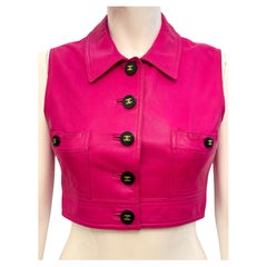 Vintage Chanel S/S 1995 Barbie collection rare pink lambskin leather vest