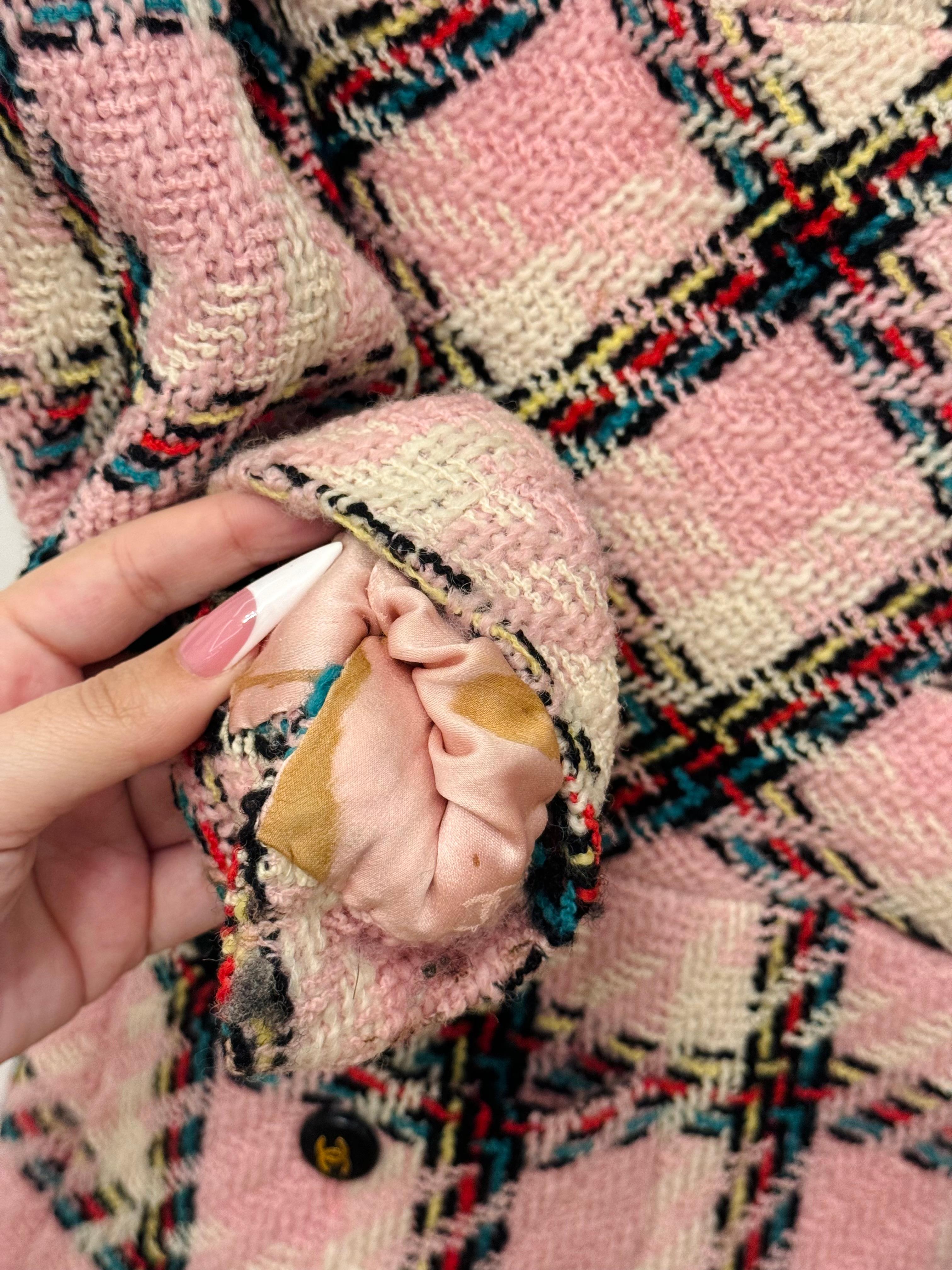 Chanel S/S 1995 Barbie Collection rare pink multicolor plaid tweed jacket in vendita 15