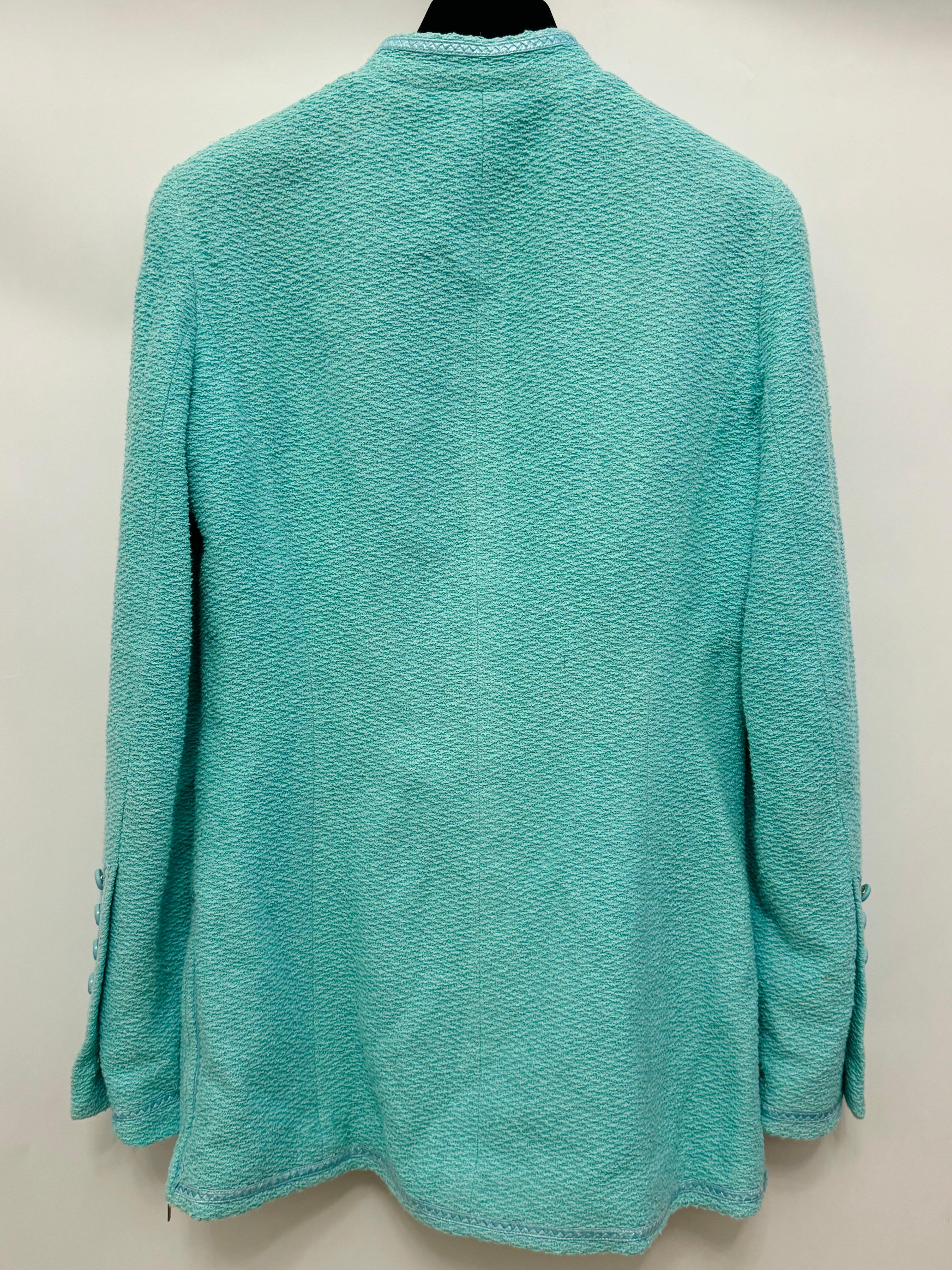 Chanel P/E 1995 giacca da passerella in tweed blu turchese collezione Barbie in vendita 5