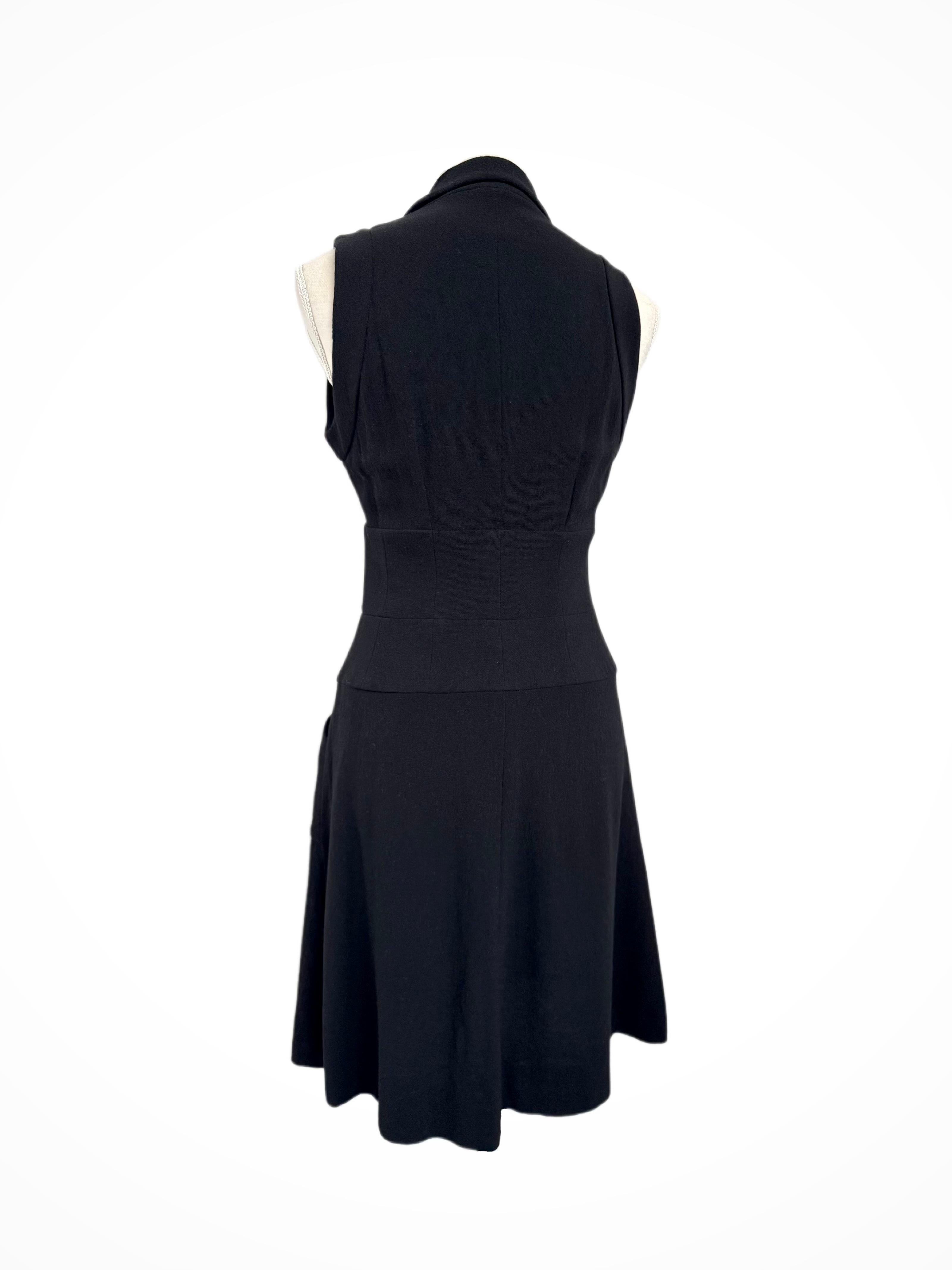 Black Chanel S/S 1995 CC Buttons Crepe Runway Dress For Sale