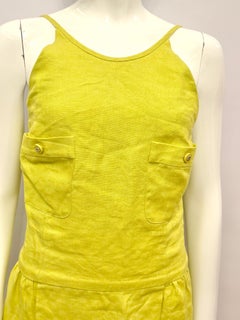 Chanel S/S 1996 yellow lime linen runway dress by Karl Lagerfeld