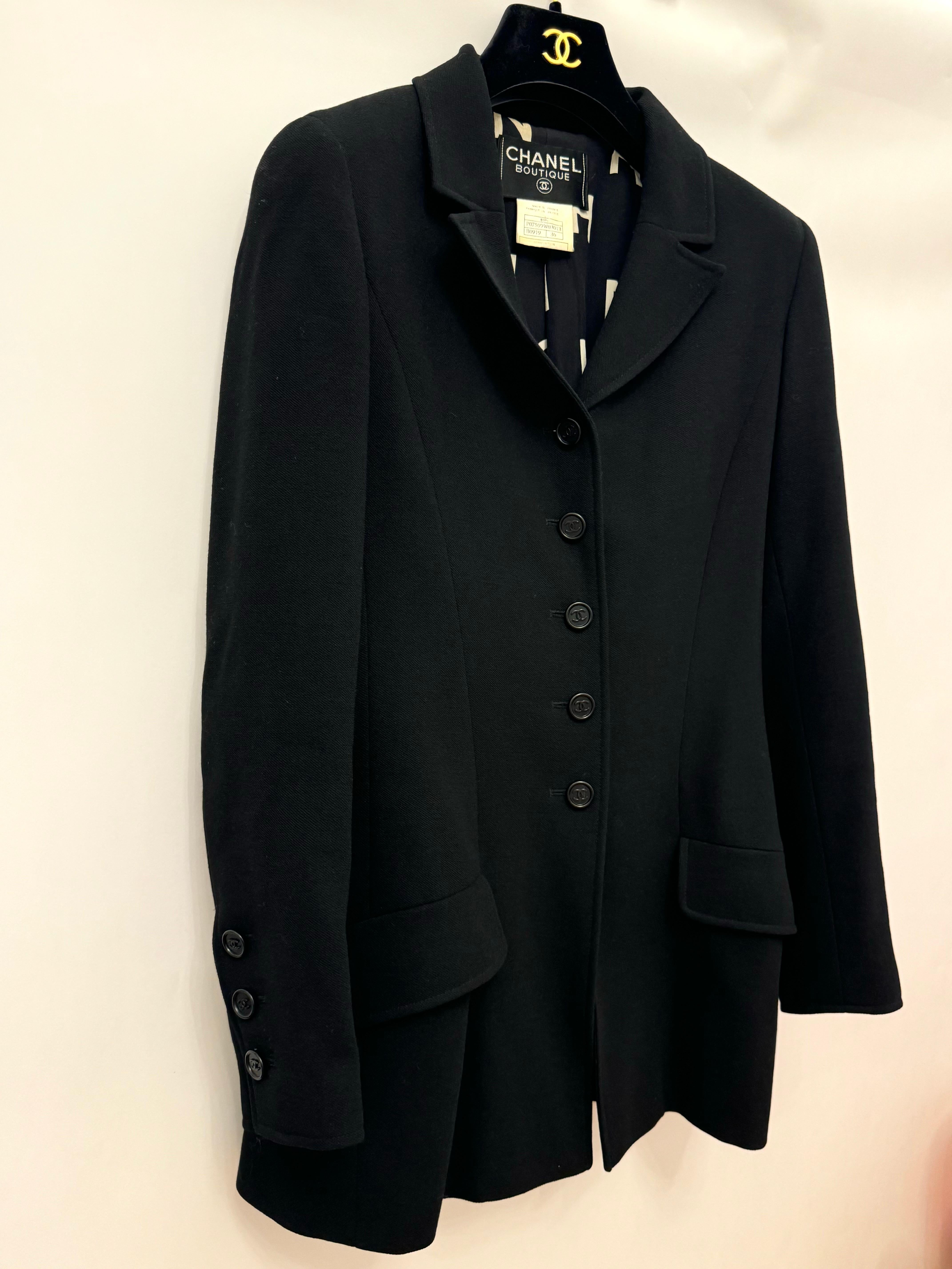 Chanel S/S 1997 Alpha Logo Coco Print lining black jacket by Karl Lagerfeld 8