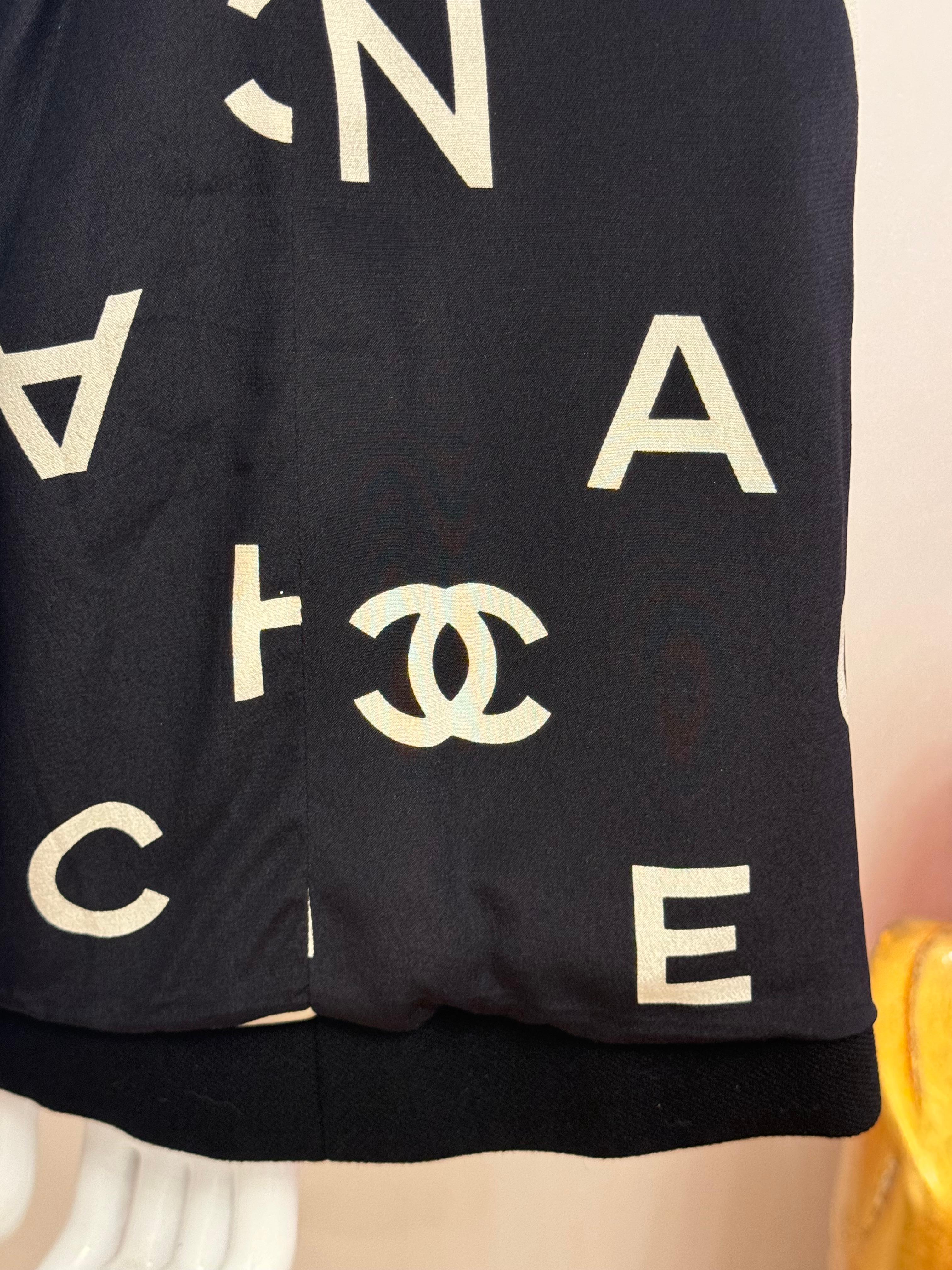 Chanel S/S 1997 Alpha Logo Coco Print lining black jacket by Karl Lagerfeld 10