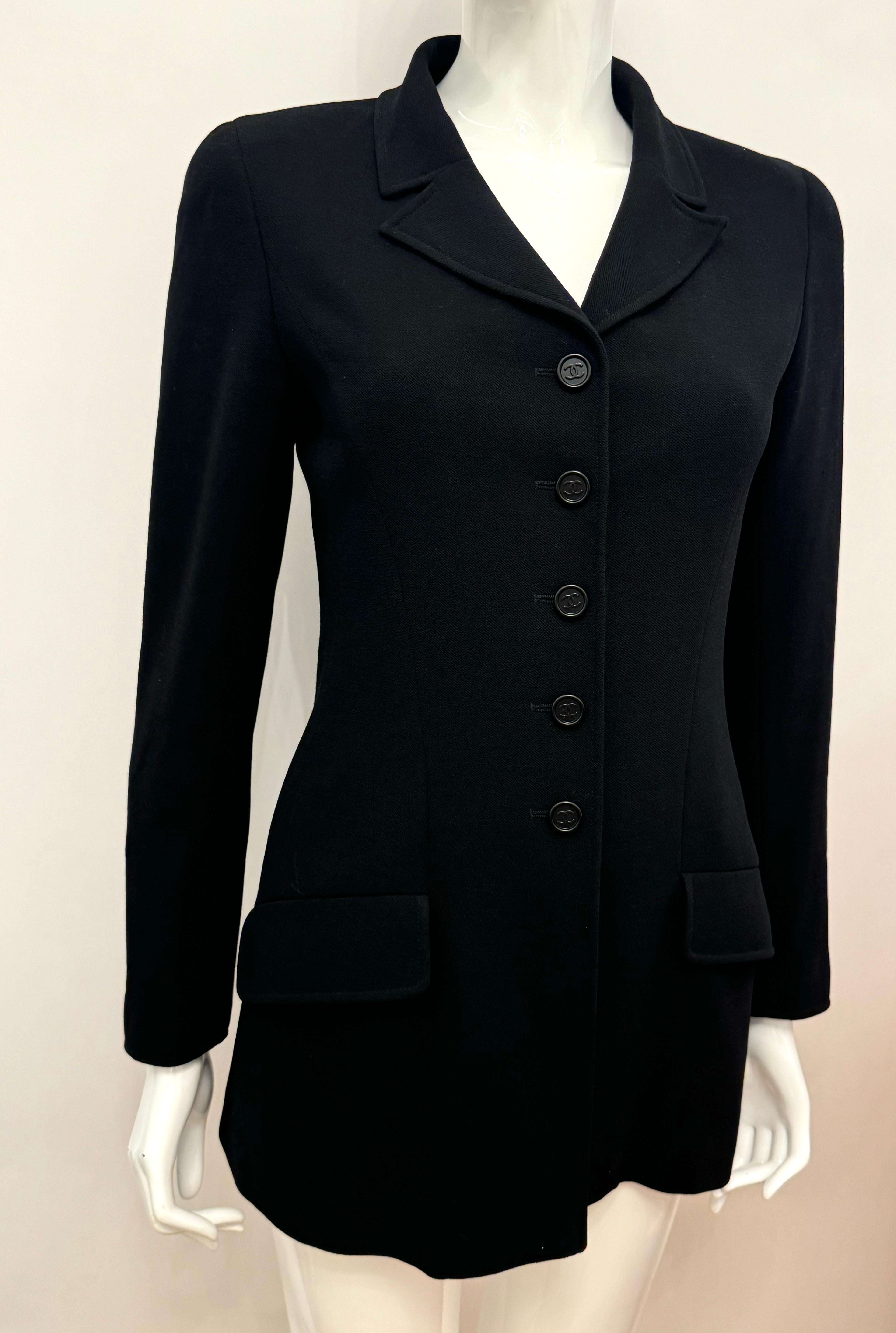 Chanel S/S 1997 Alpha Logo Coco Print lining black jacket by Karl Lagerfeld 11