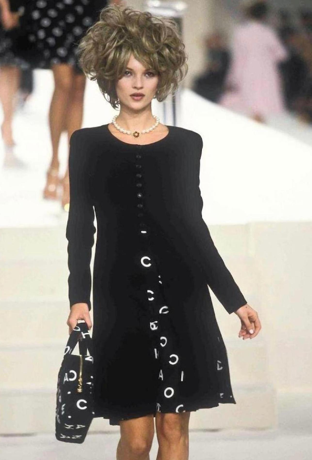 Chanel S/S 1997 Alpha Logo Coco Print lining black jacket by Karl Lagerfeld 14