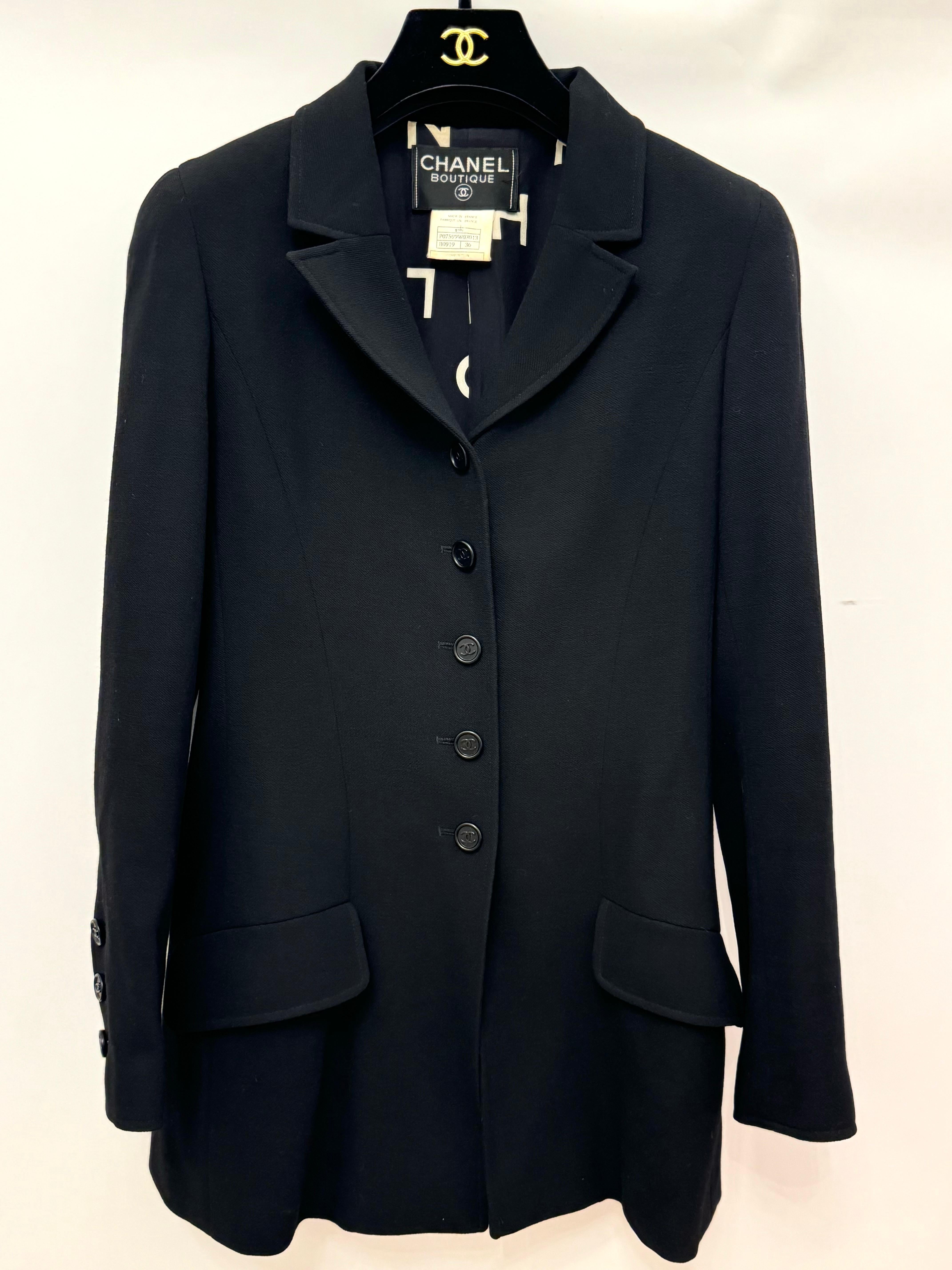 Chanel S/S 1997 Alpha Logo Coco Print lining black jacket by Karl Lagerfeld 2