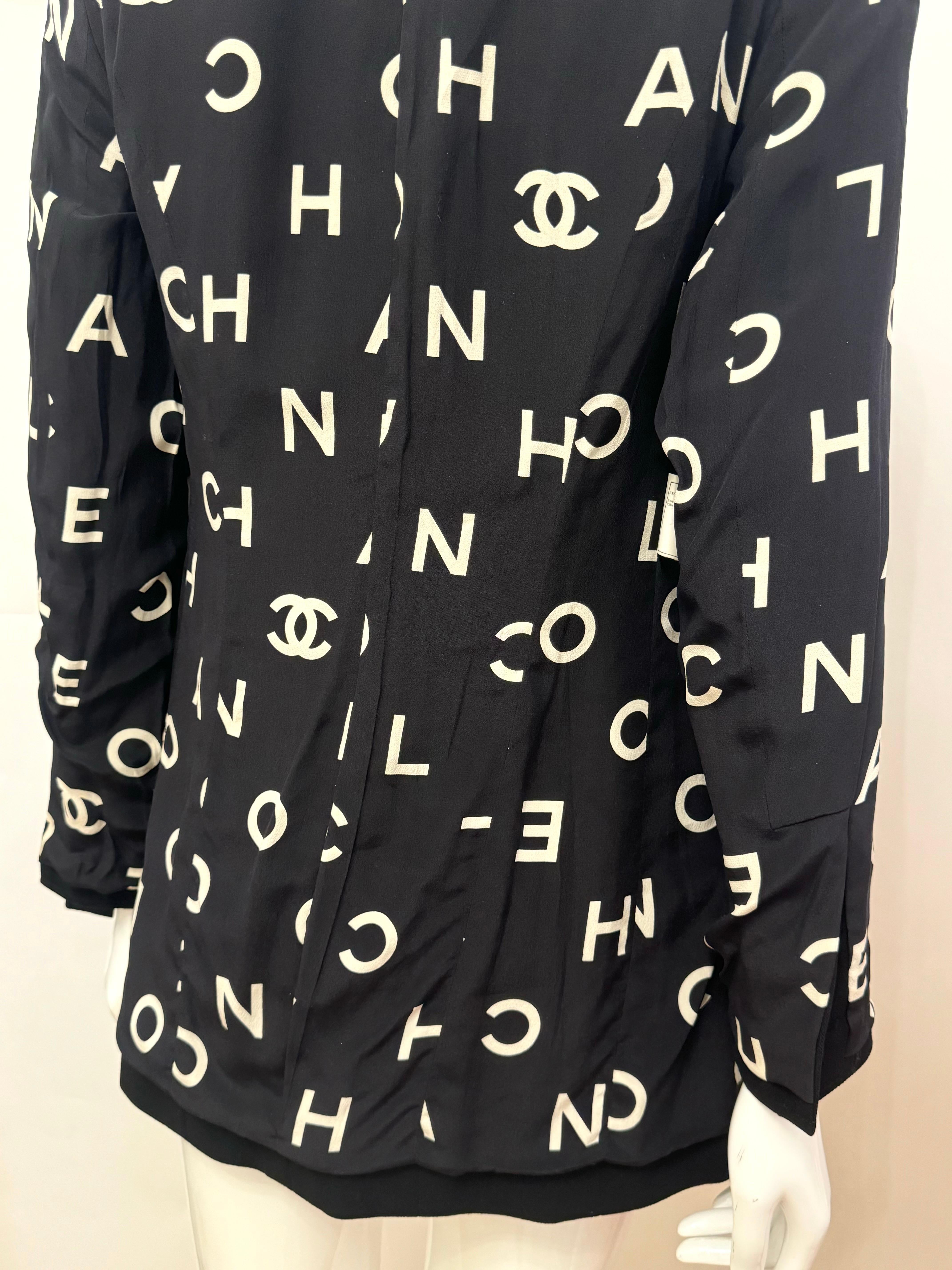 Chanel S/S 1997 Alpha Logo Coco Print lining black jacket by Karl Lagerfeld 4