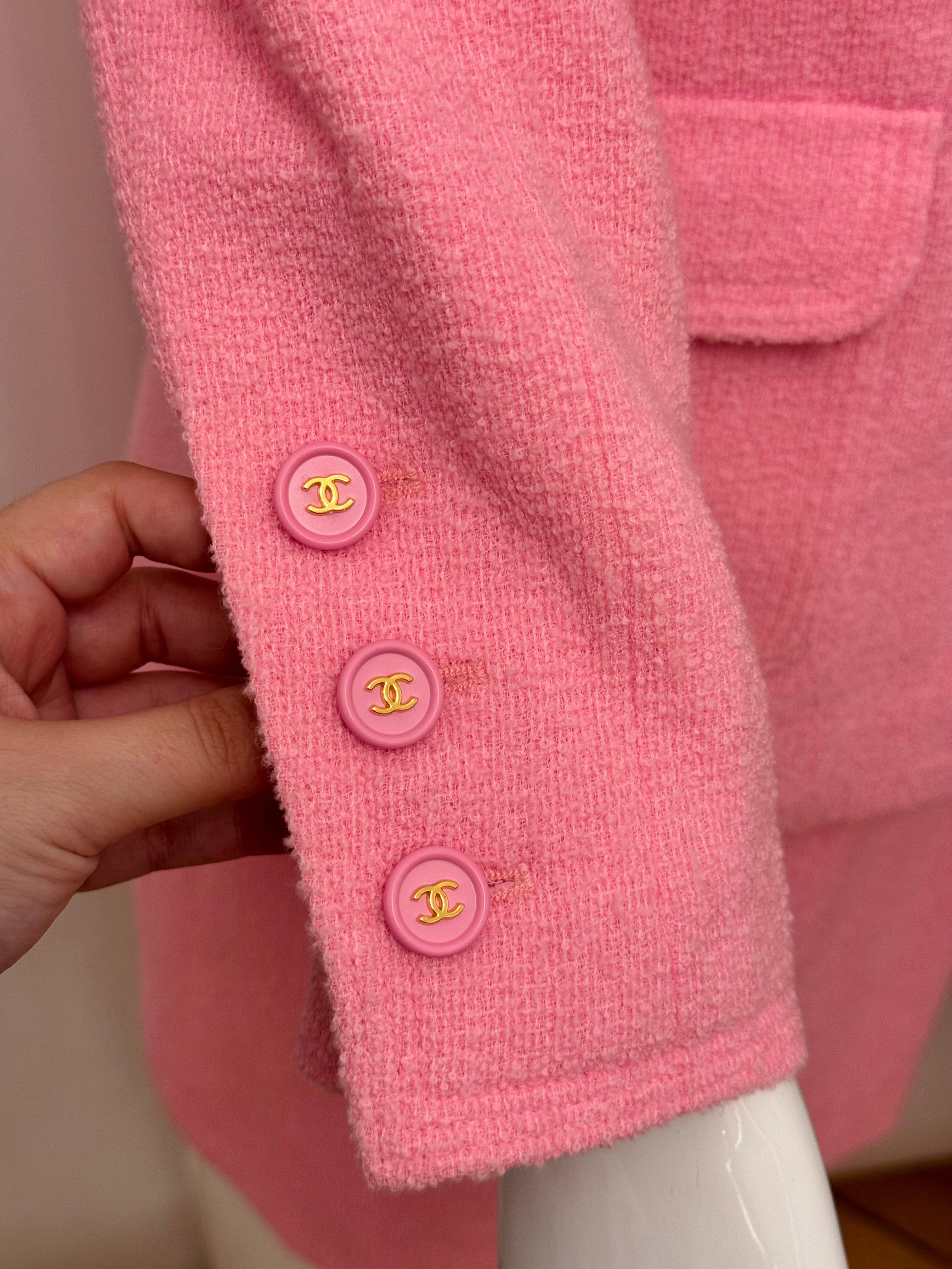 Chanel S/S 1997 falda de traje rosa chicle de Karl Lagerfeld en venta 6