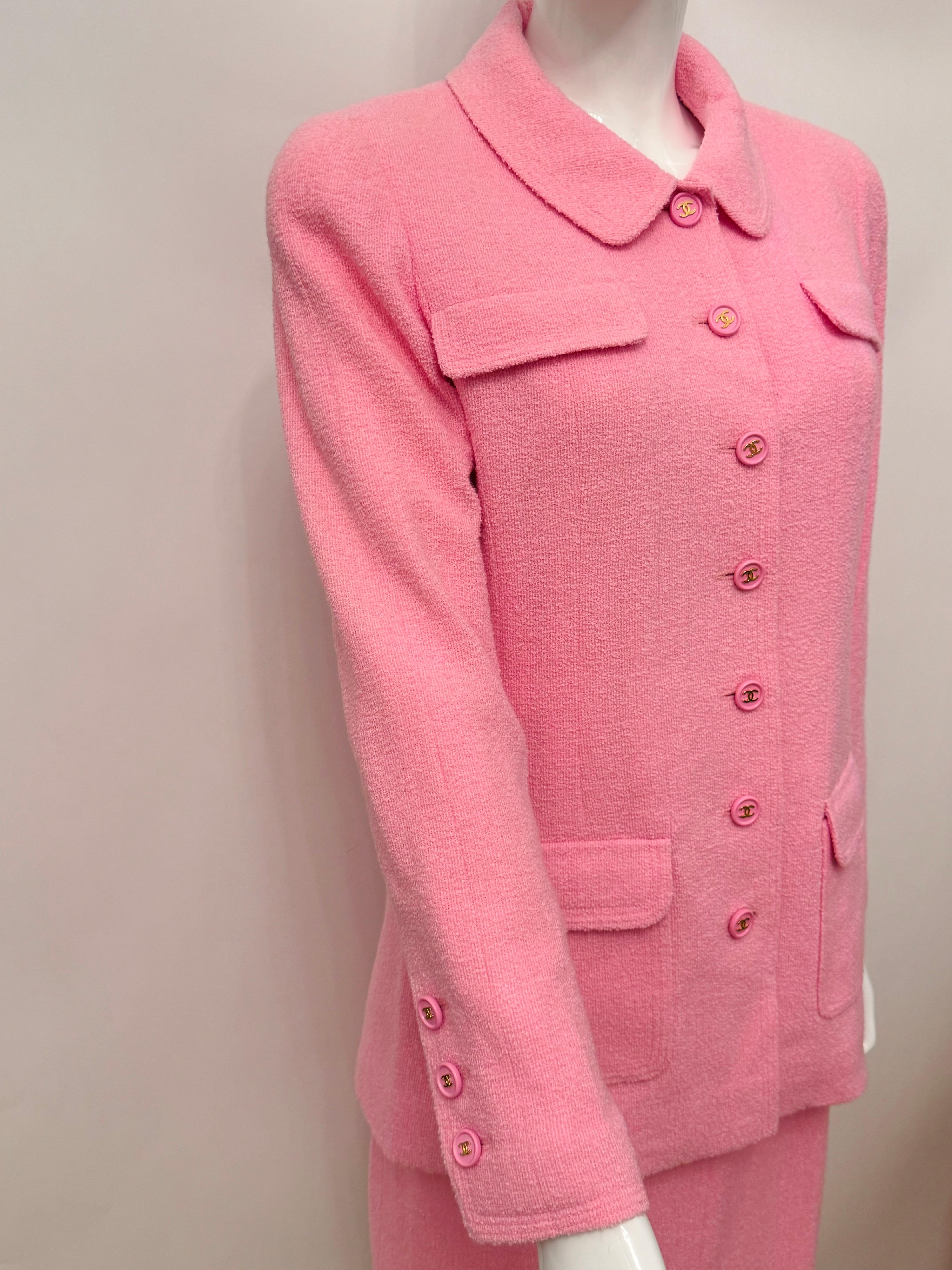 Chanel S/S 1997 falda de traje rosa chicle de Karl Lagerfeld en venta 7