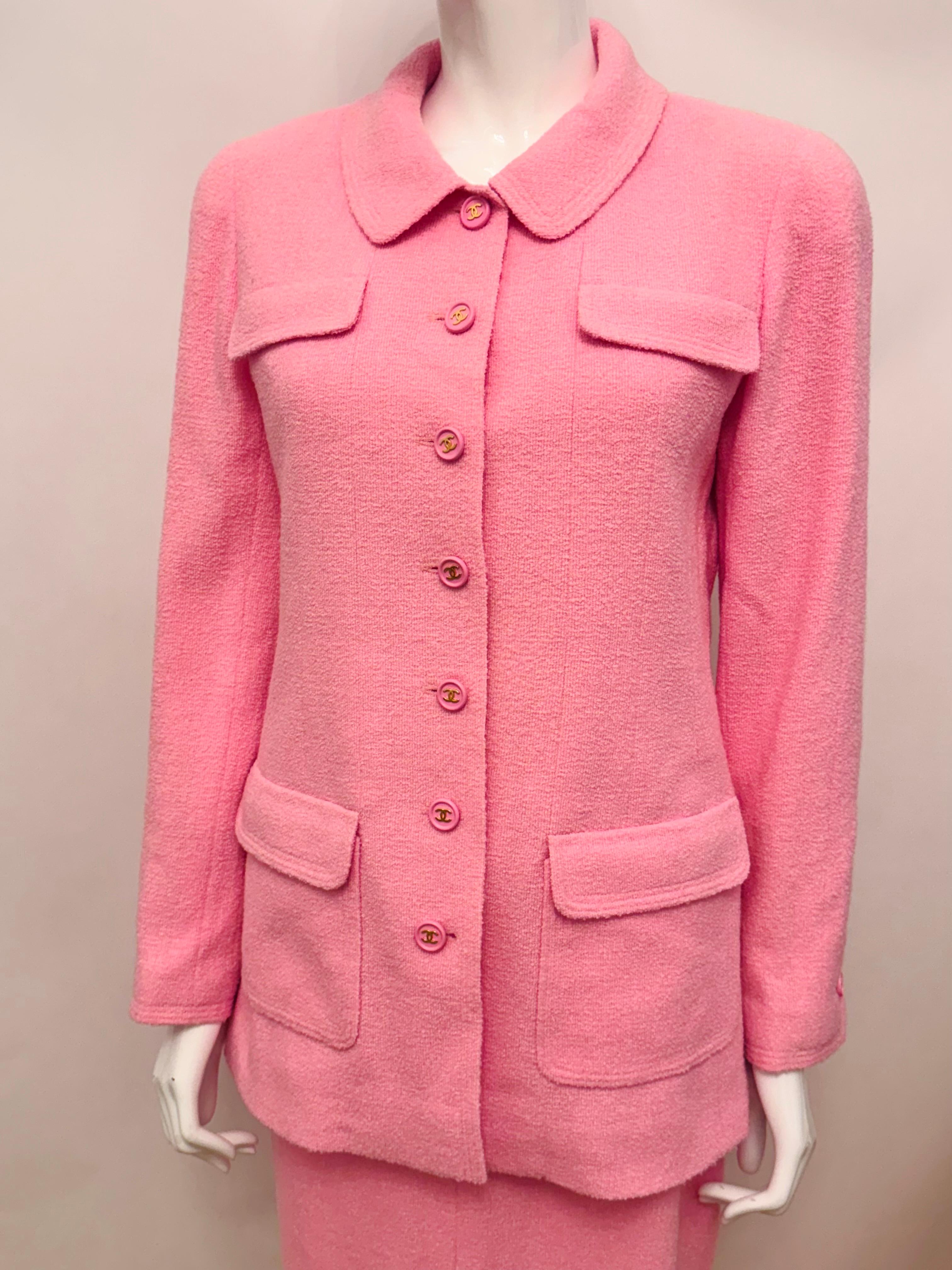 Chanel S/S 1997 falda de traje rosa chicle de Karl Lagerfeld en venta 8