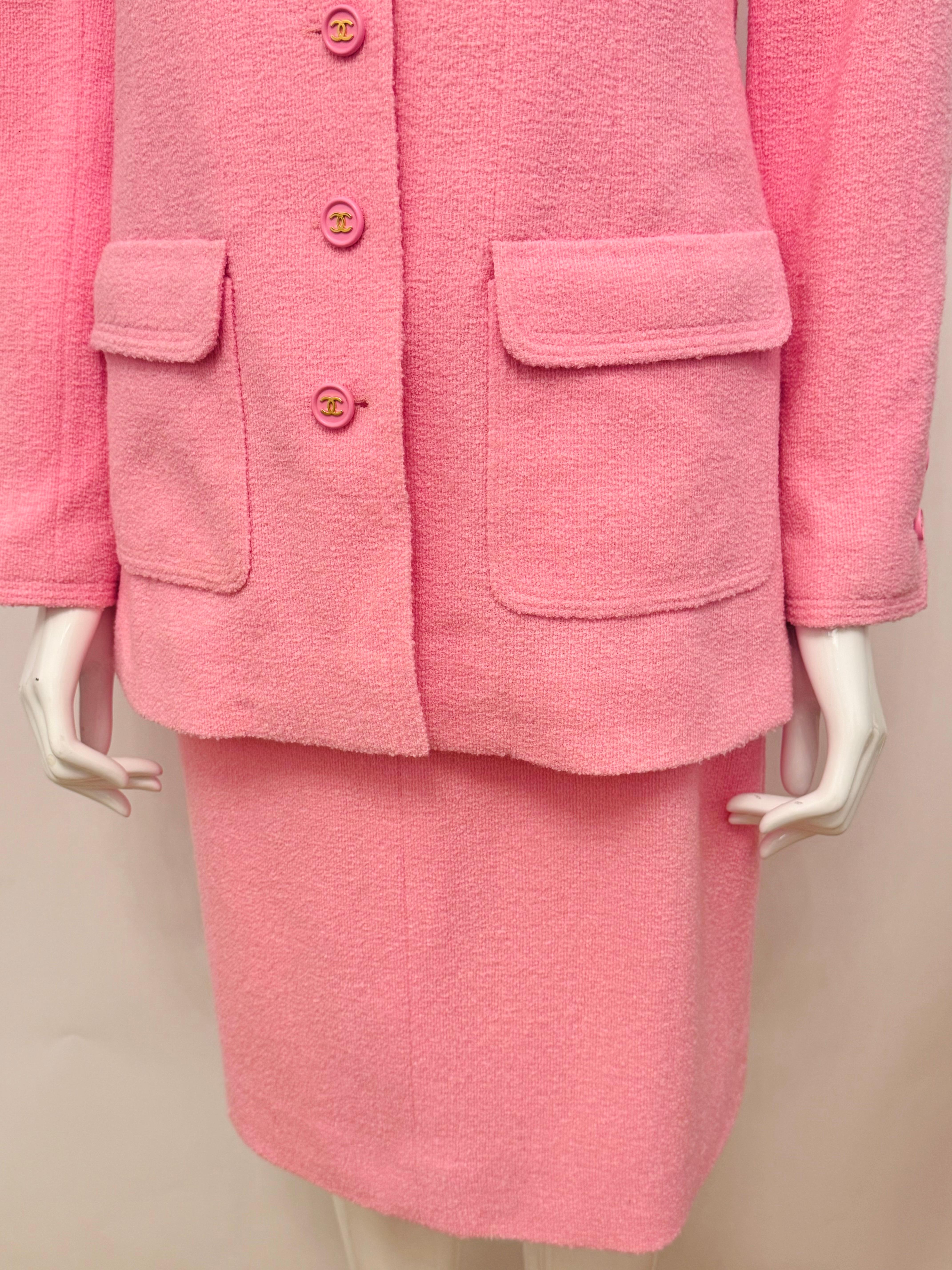 Chanel S/S 1997 falda de traje rosa chicle de Karl Lagerfeld en venta 9
