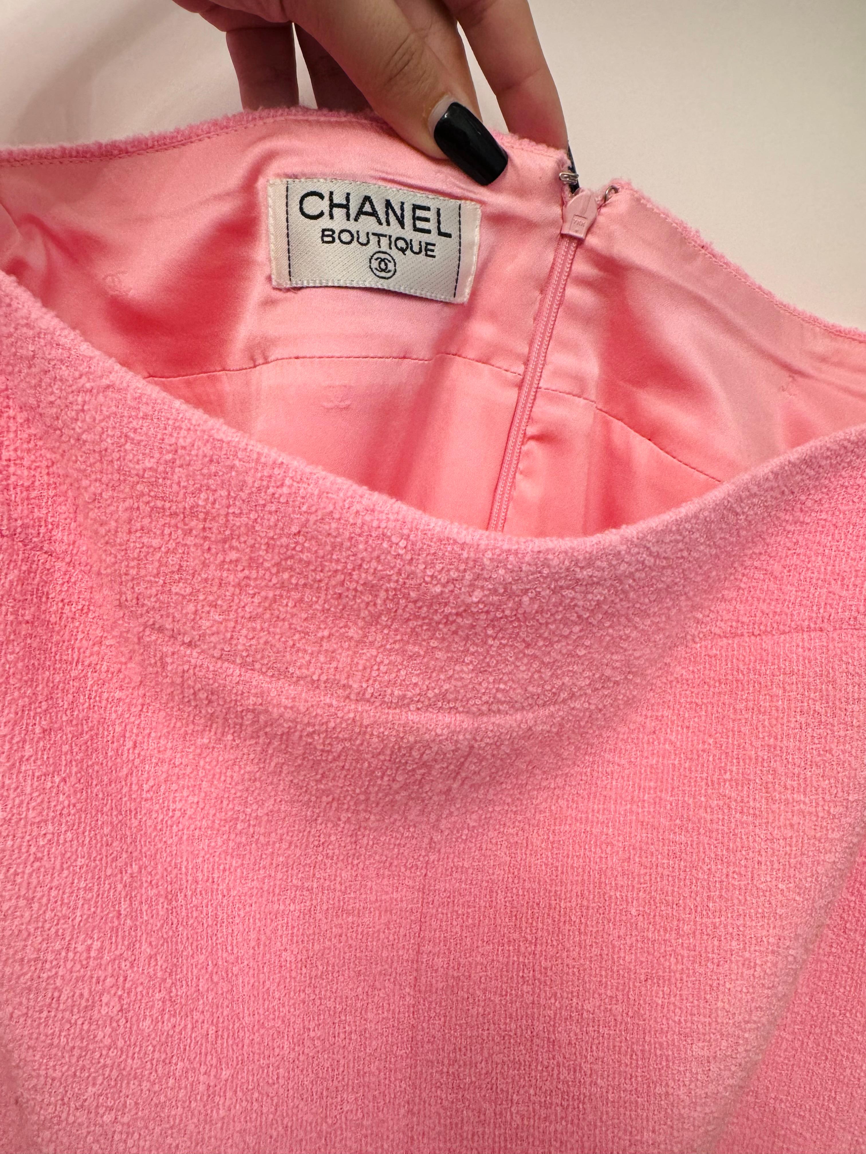 Chanel S/S 1997 falda de traje rosa chicle de Karl Lagerfeld en venta 11