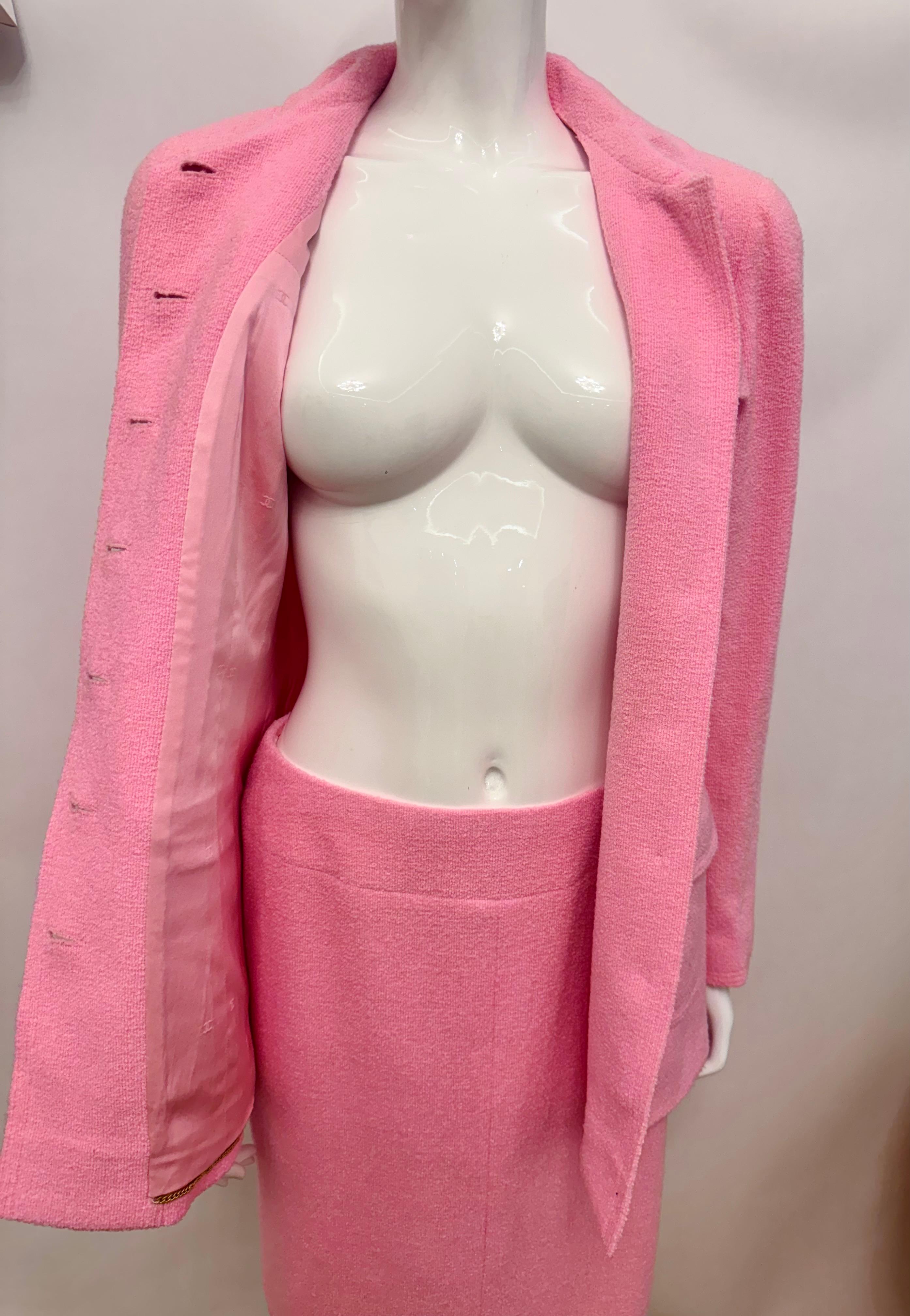 Chanel S/S 1997 falda de traje rosa chicle de Karl Lagerfeld en venta 14