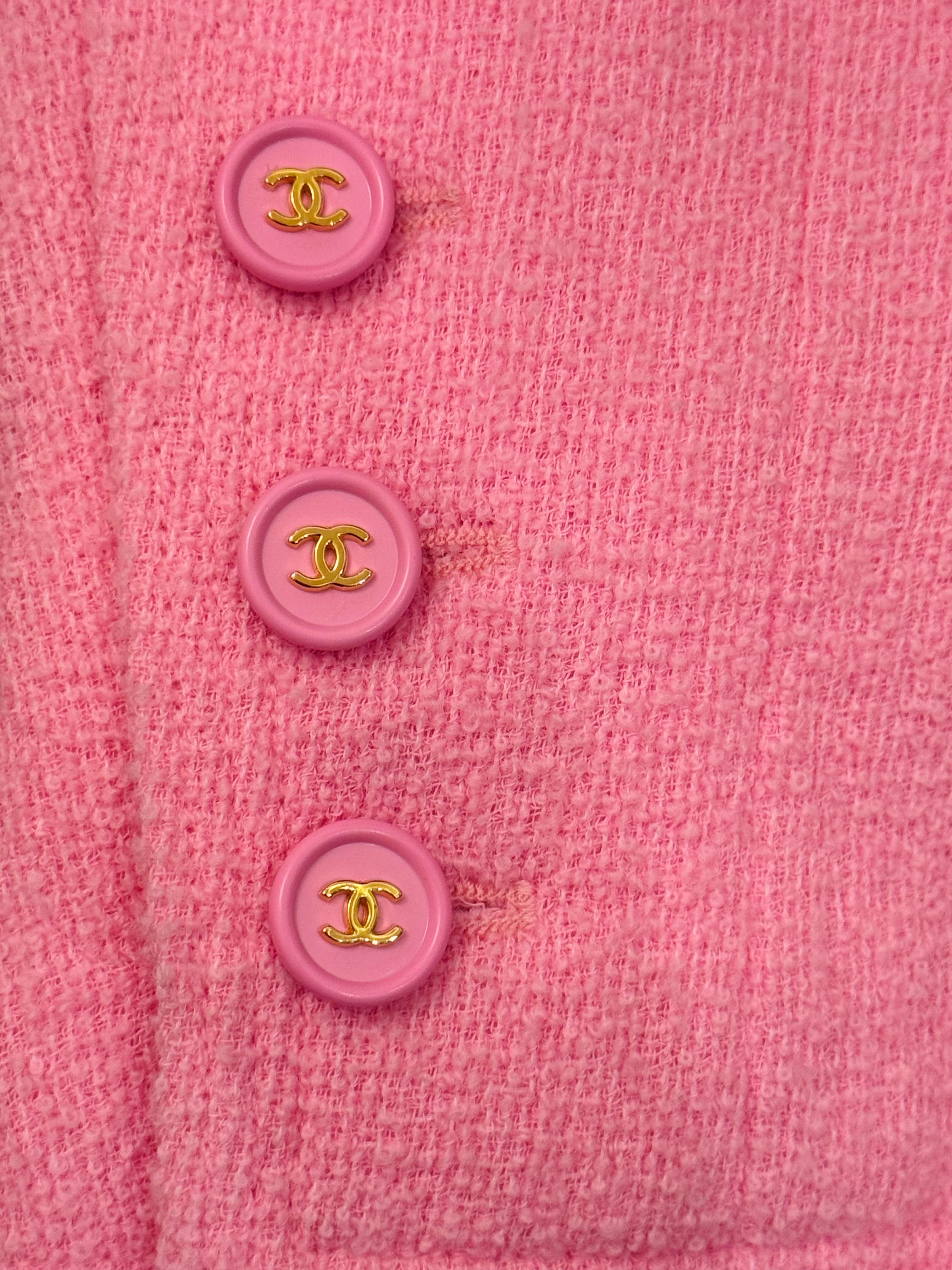Chanel S/S 1997 falda de traje rosa chicle de Karl Lagerfeld Rosa en venta