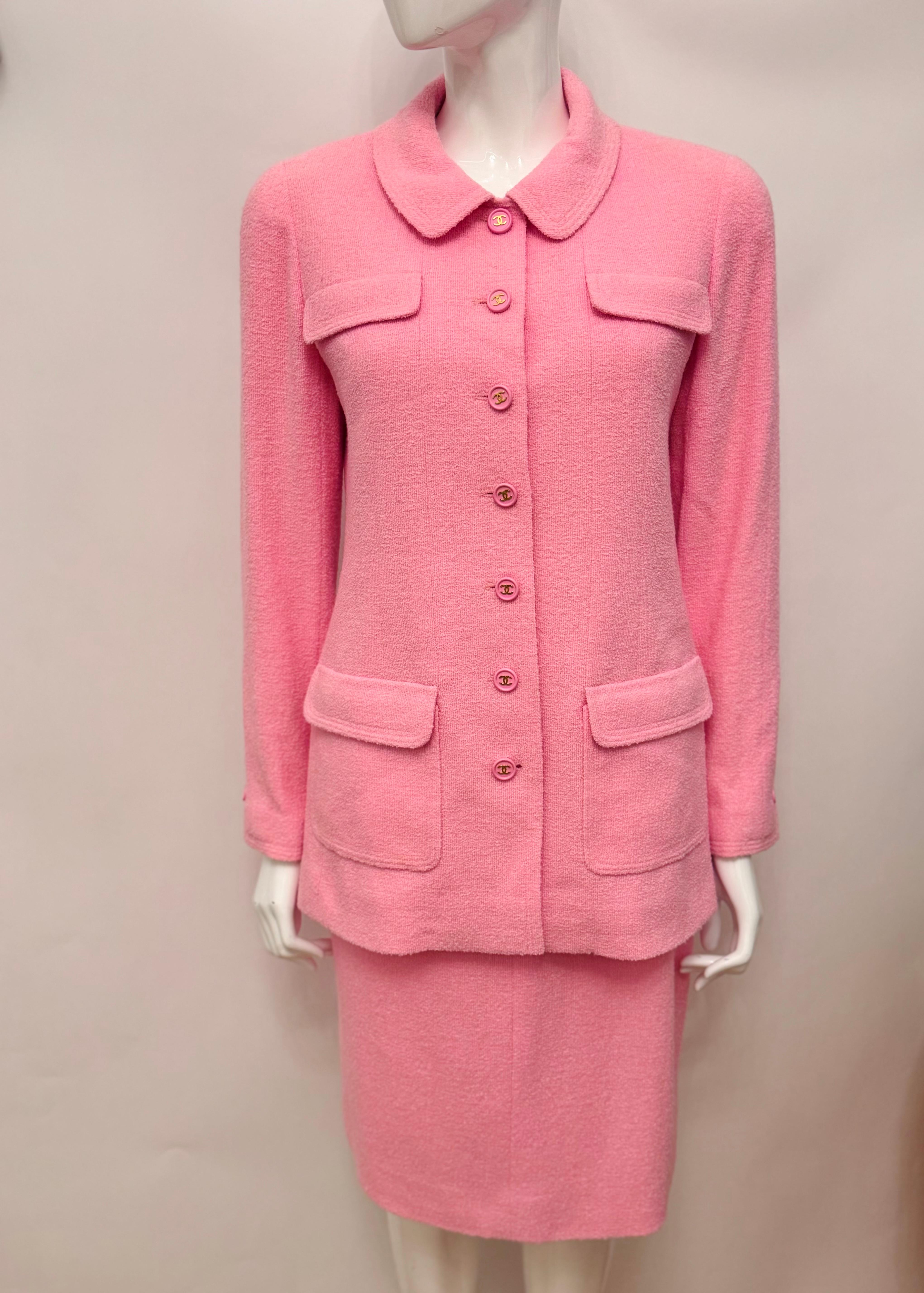 Chanel S/S 1997 falda de traje rosa chicle de Karl Lagerfeld en venta 3
