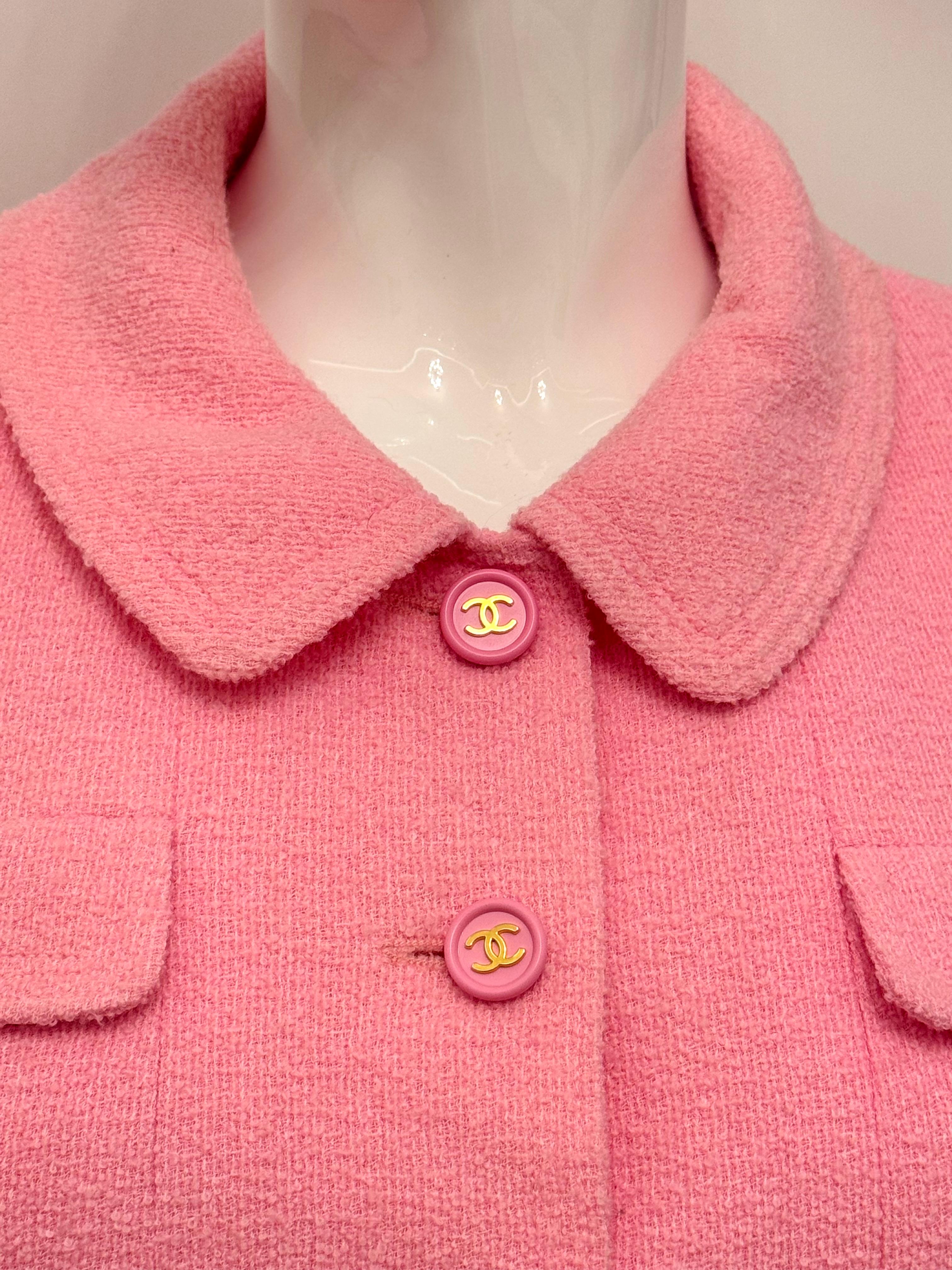 Chanel S/S 1997 falda de traje rosa chicle de Karl Lagerfeld en venta 4