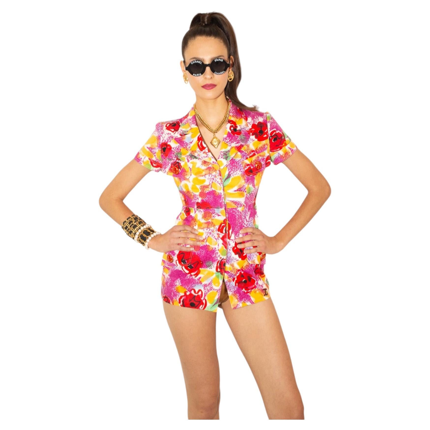 Chanel S/S 1997 Runway CC Logo Print Pop Art Tailored Jacket Cover-Up