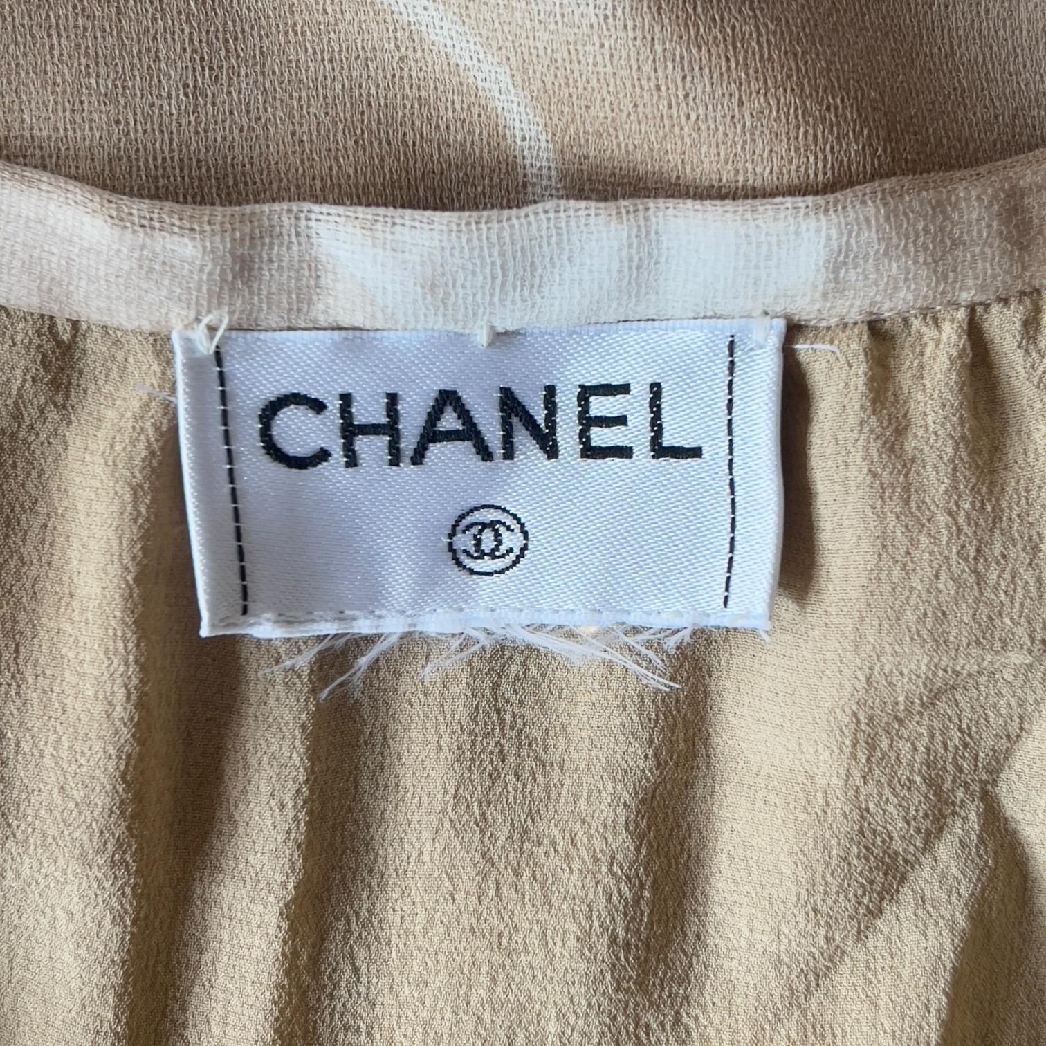 Chanel S/S 1999 Jupe imprimée camélia beige Pour femmes en vente
