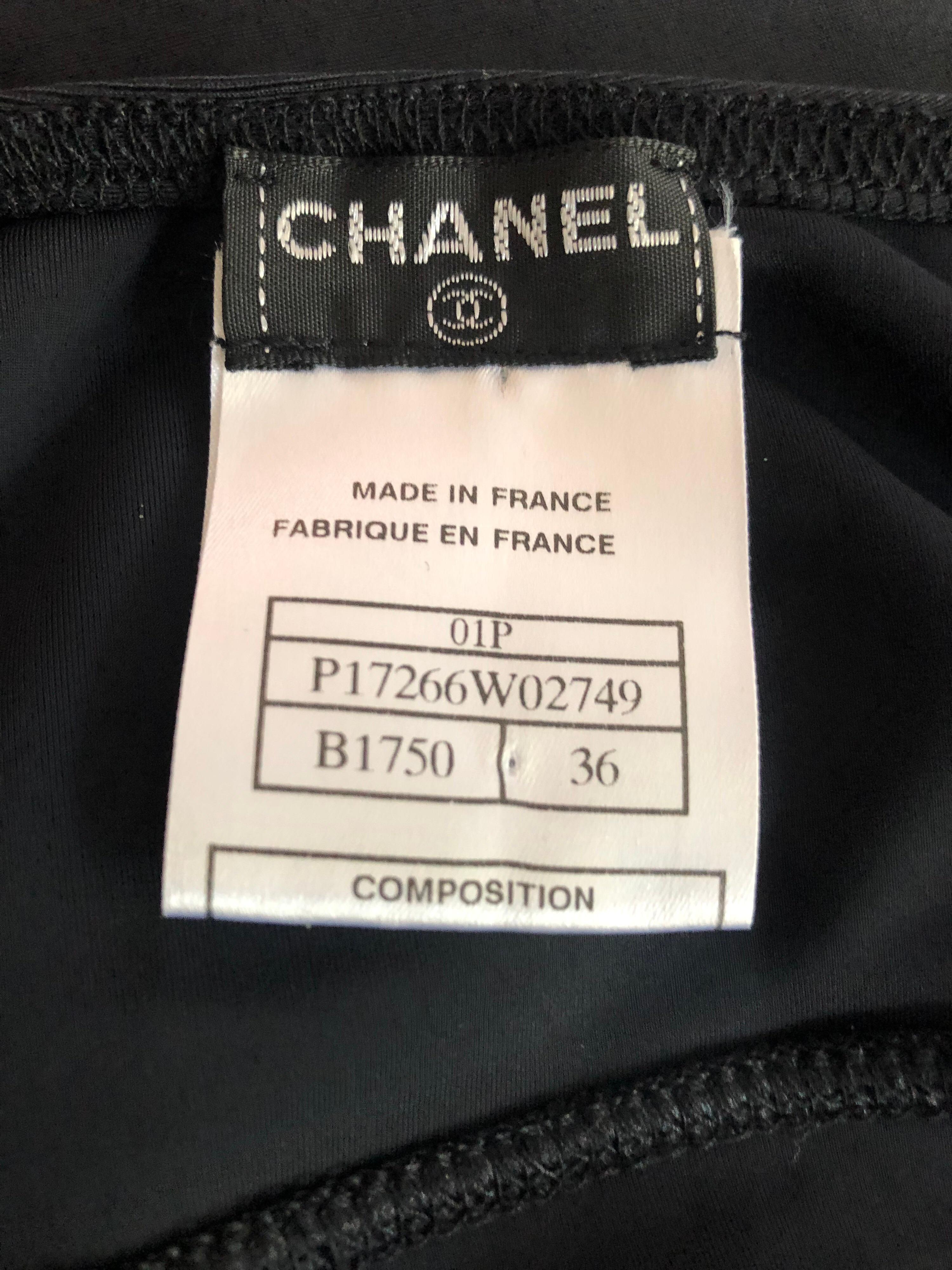 Black Chanel S/S 2001 CC Logo Clover Halter Open Back Mini Dress For Sale