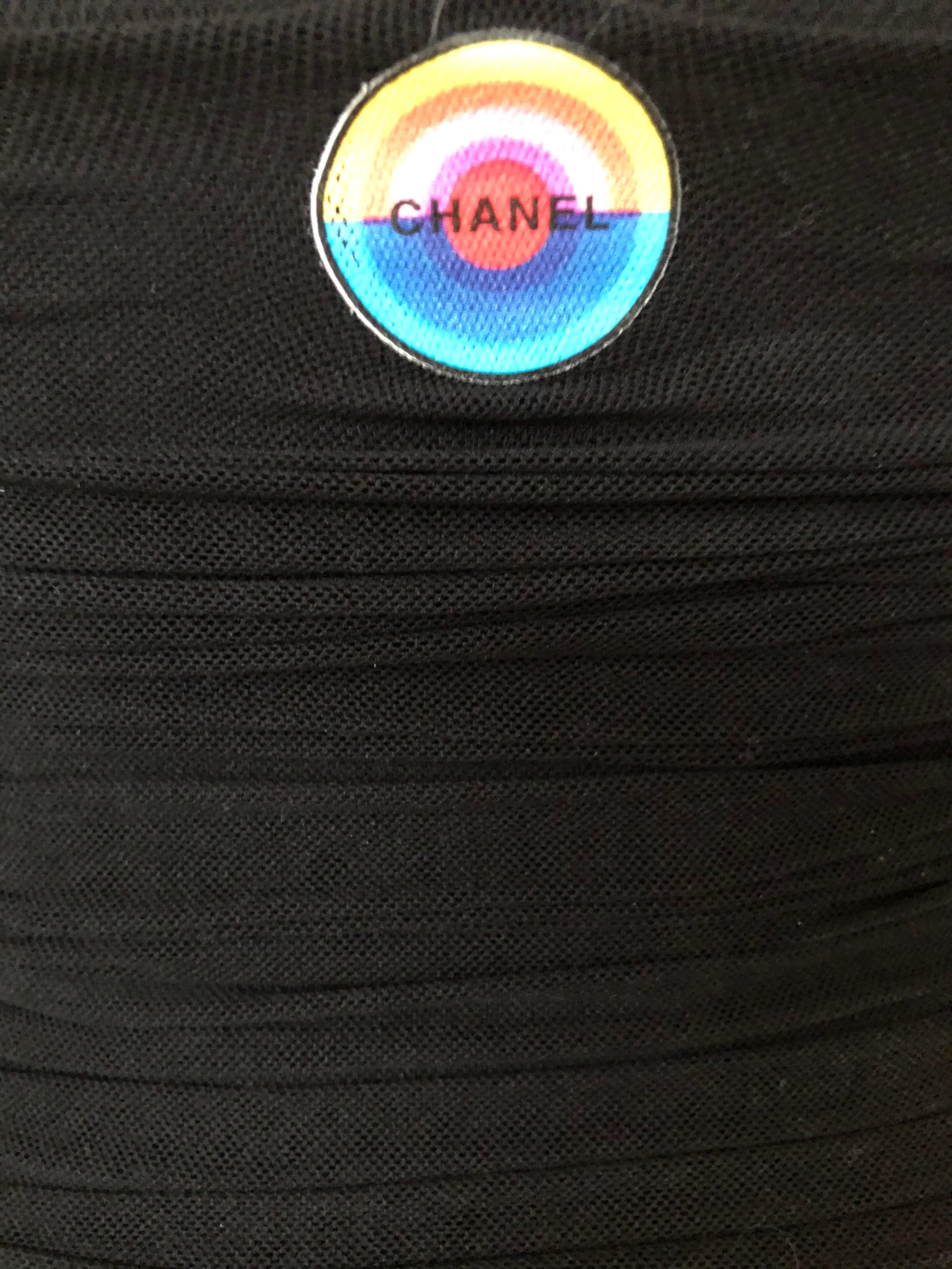 Chanel S/S 2001 Halbdurchsichtiger schwarzer Bodysuit aus Mesh im Angebot 2