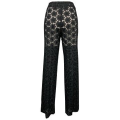 CHANEL S/S 2001 Size 8 Black Cotton Lace Straight Leg Dress Pants