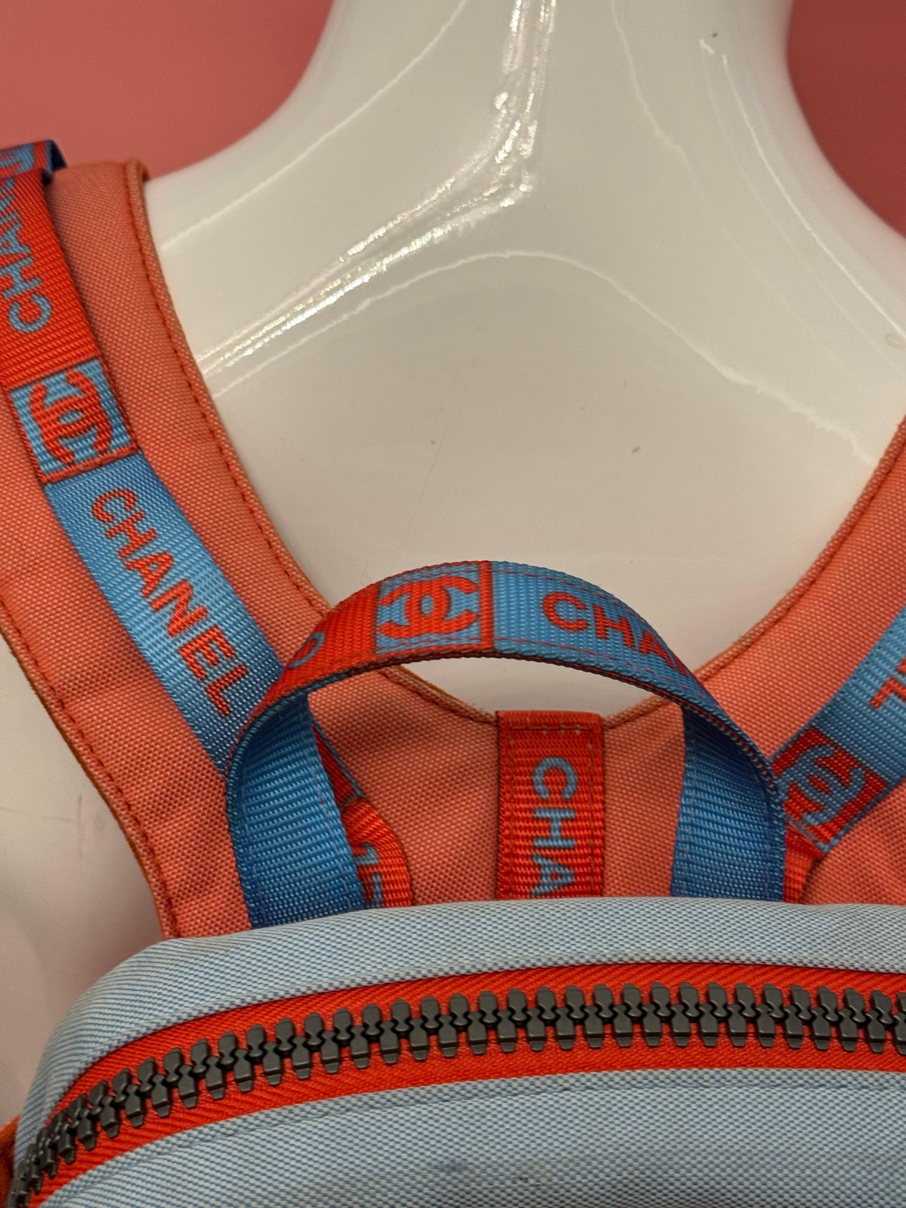 Chanel S/S 2002 nylon logo runway backpack For Sale 5