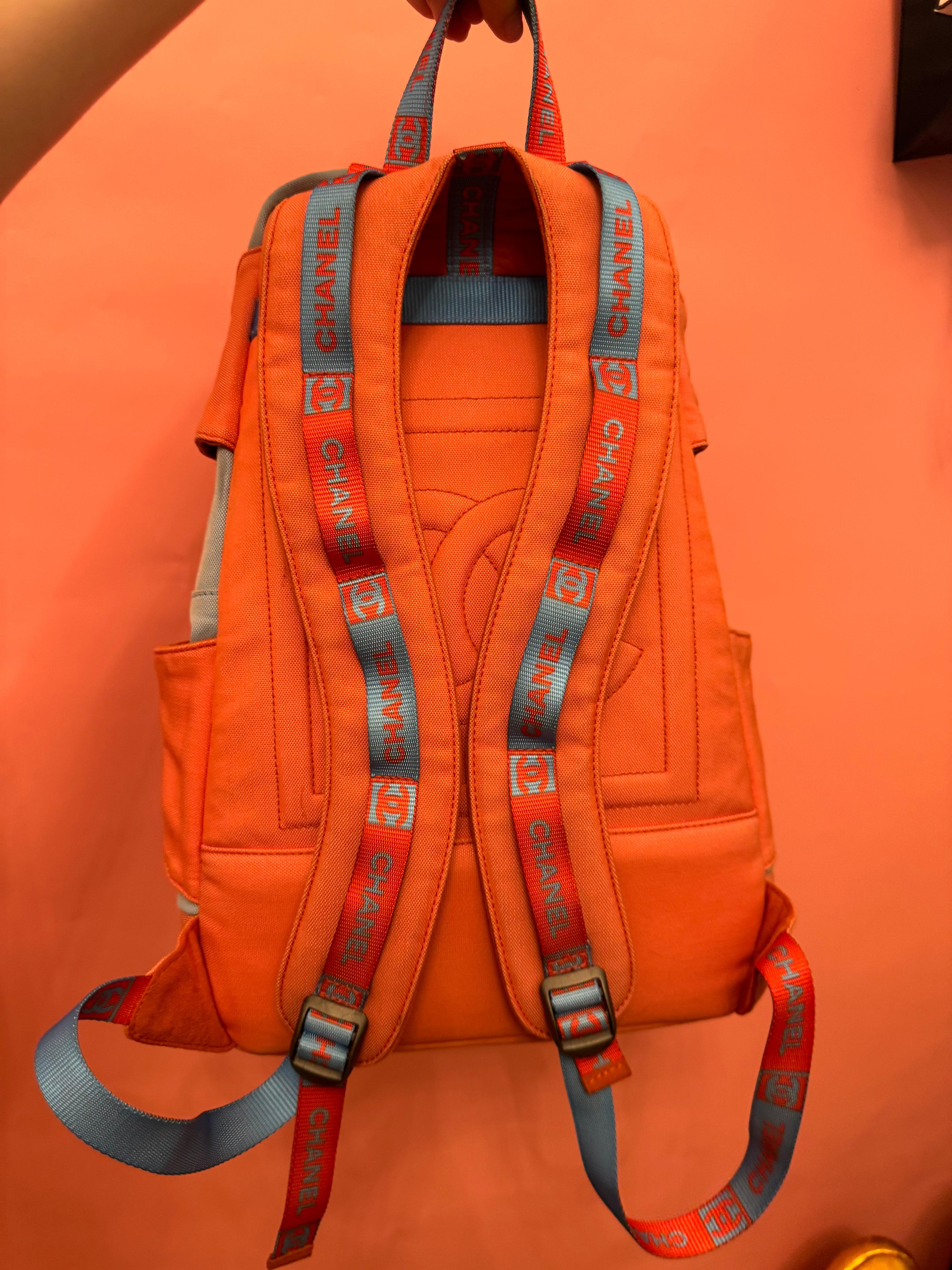 Chanel S/S 2002 nylon logo runway backpack For Sale 12