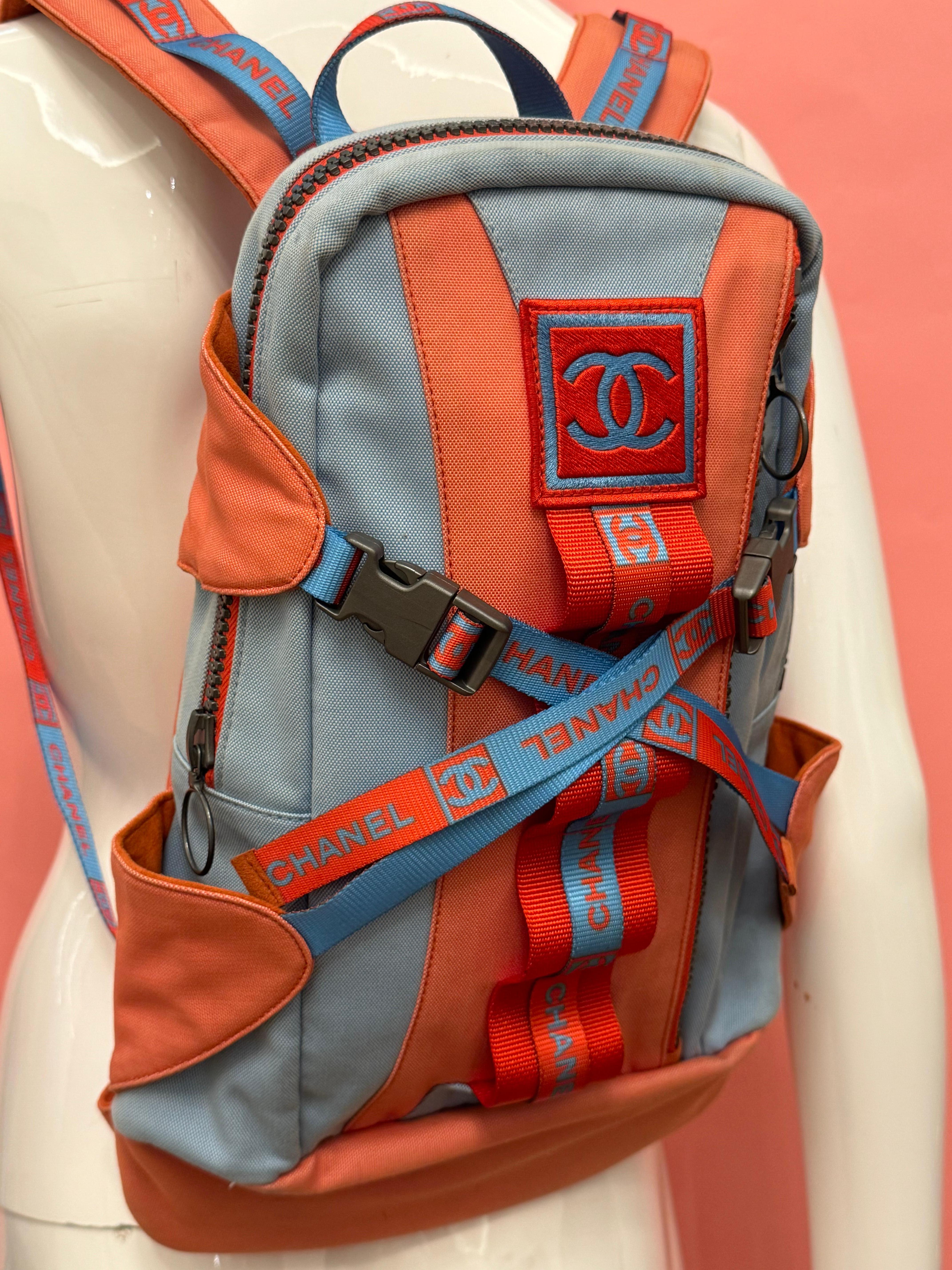Chanel S/S 2002 nylon logo runway backpack For Sale 2