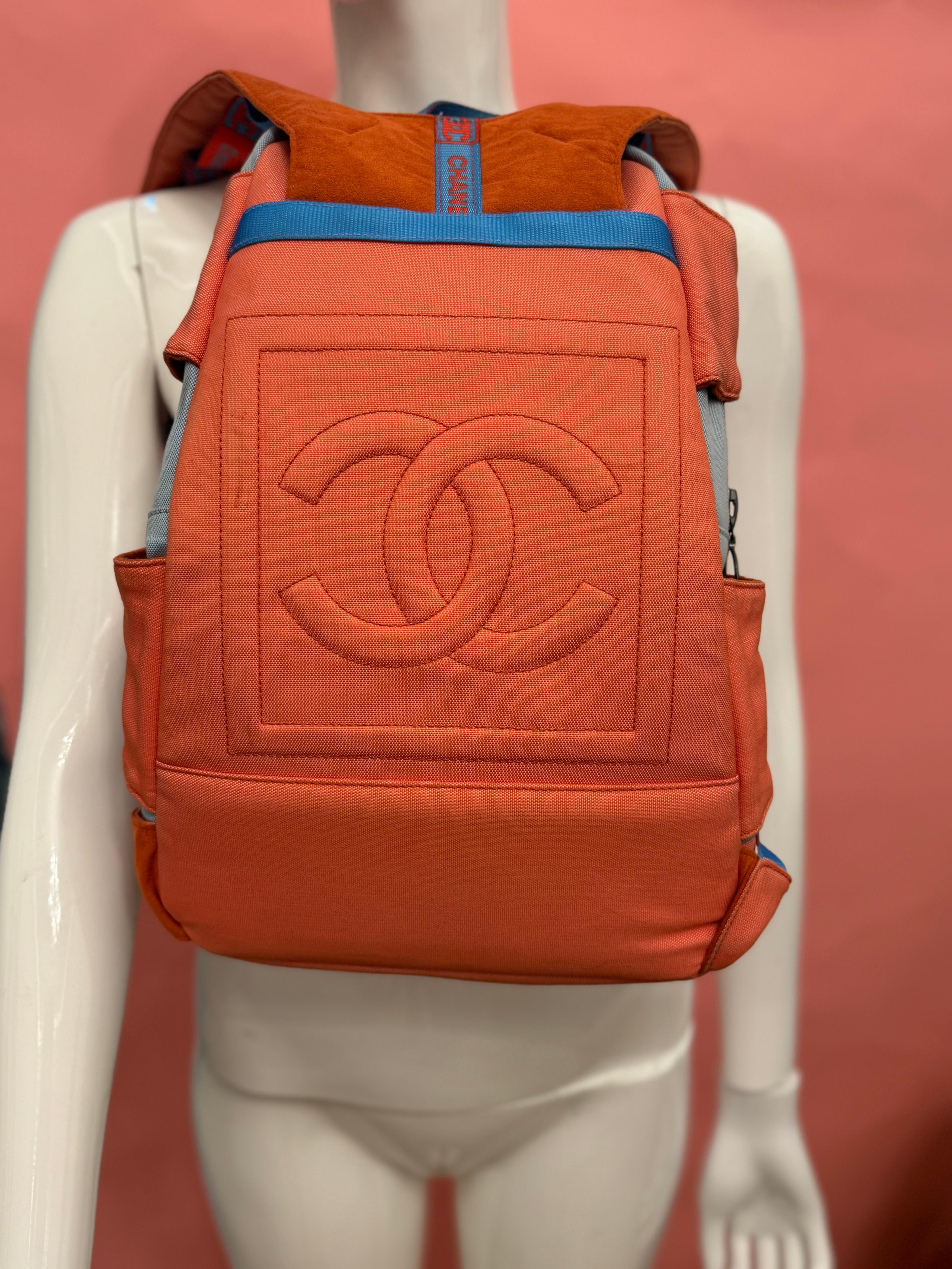 Chanel S/S 2002 nylon logo runway backpack For Sale 3
