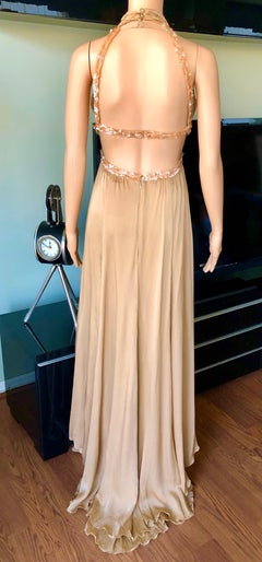 Chanel S/S 2003 Embellished Cut-Out Plunging Open Back Evening Dress Gown