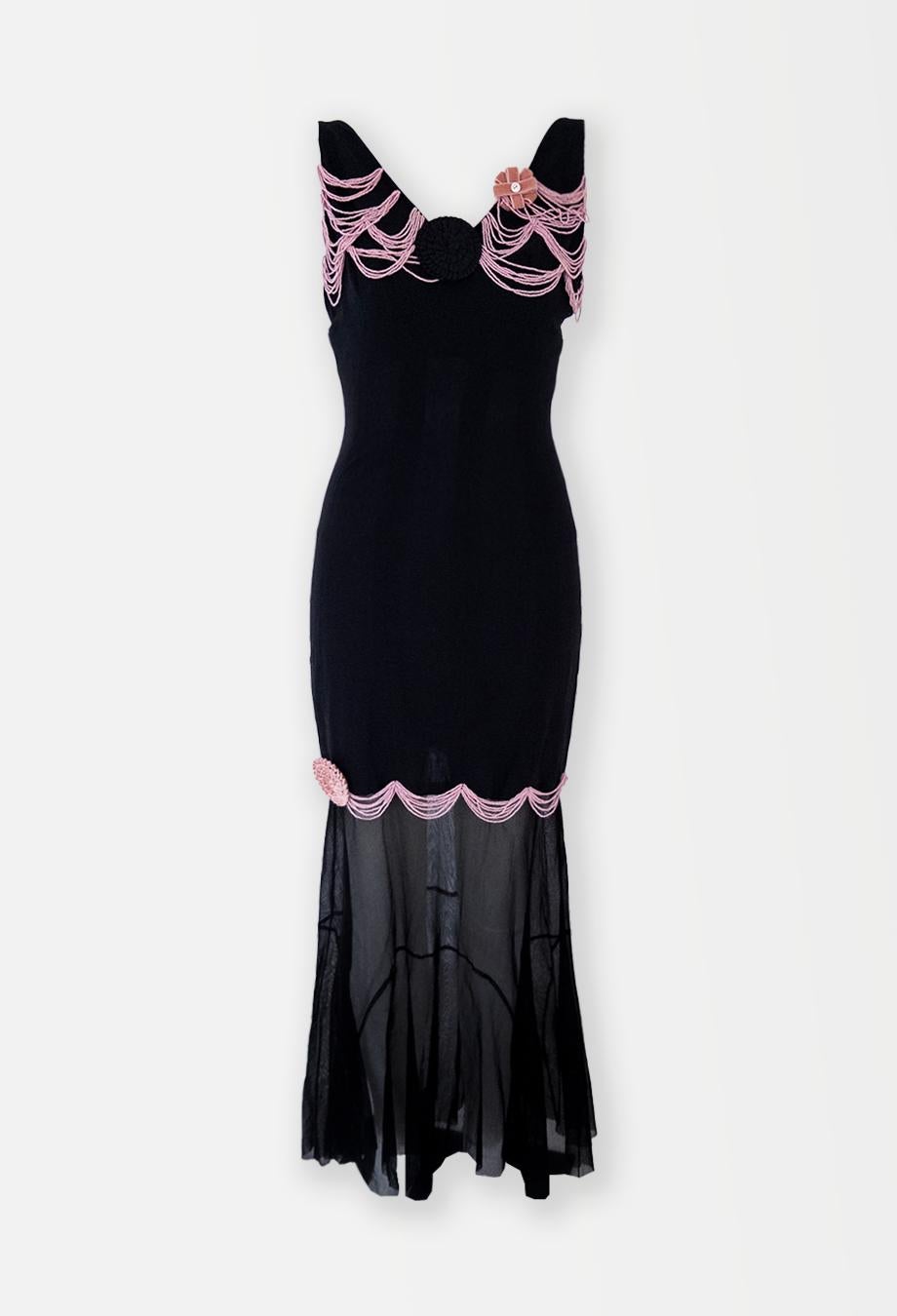 Chanel S/S 2003 RUNWAY Embellished Beaded Gown Dress Sz FR36 Karl Lagerfeld for Chanel en vente 5