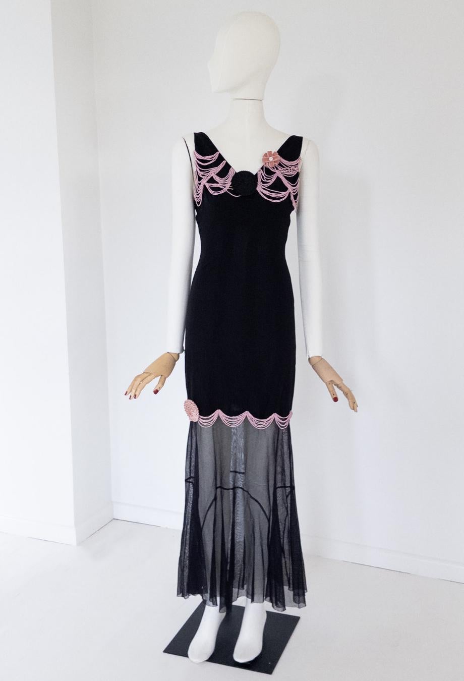 Chanel S/S 2003 RUNWAY Embellished Beaded Gown Dress Sz FR36 Karl Lagerfeld for Chanel Bon état - En vente à Melbourne, VIC