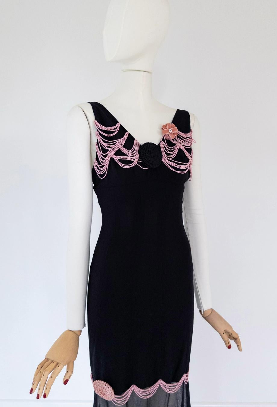 Chanel S/S 2003 RUNWAY Embellished Beaded Gown Dress Sz FR36 Karl Lagerfeld for Chanel Unisexe en vente
