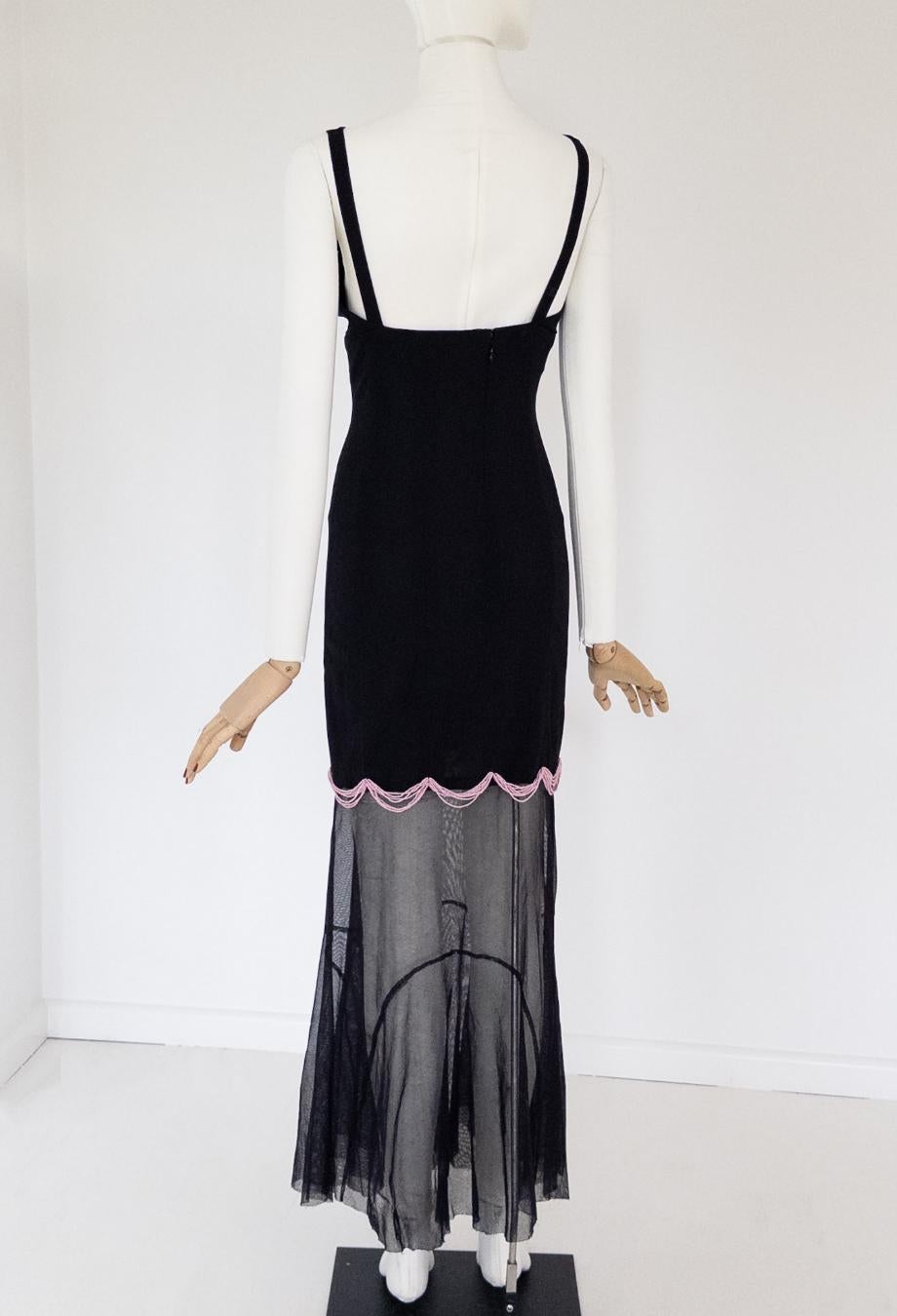 Chanel S/S 2003 RUNWAY Embellished Beaded Gown Dress Sz FR36 Karl Lagerfeld for Chanel en vente 3